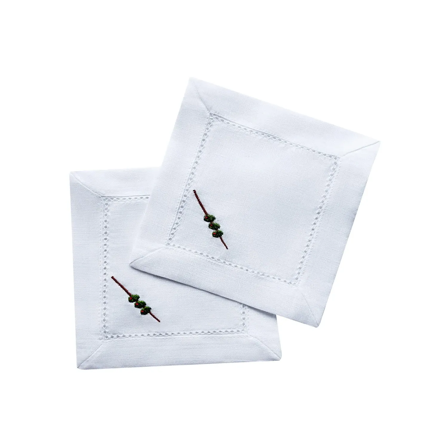 Martini Olives Cocktail Napkins Set - White image