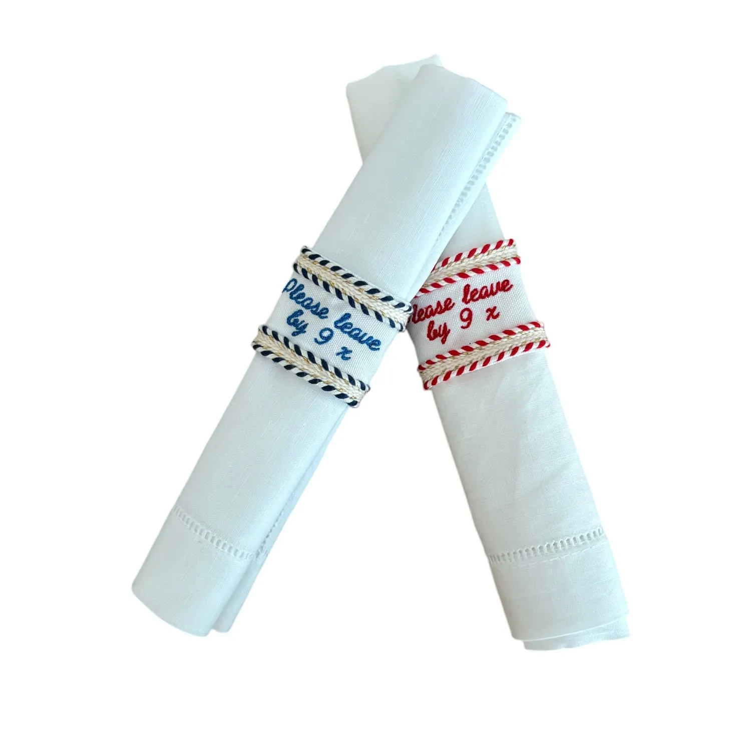 Please Leave By Nine Napkin Rings - Blue, Red image