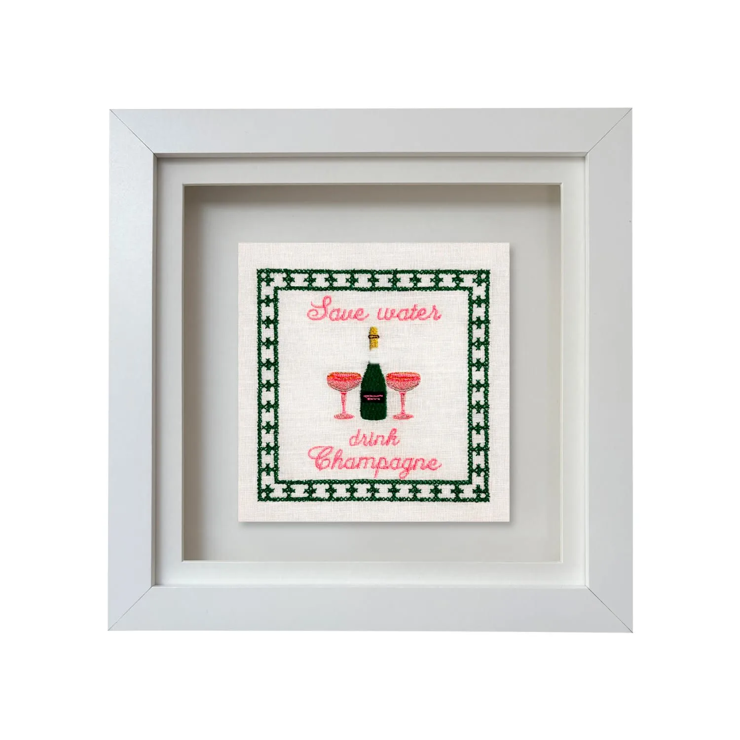 Save Water Drink Champagne Embroidered Print - Red image