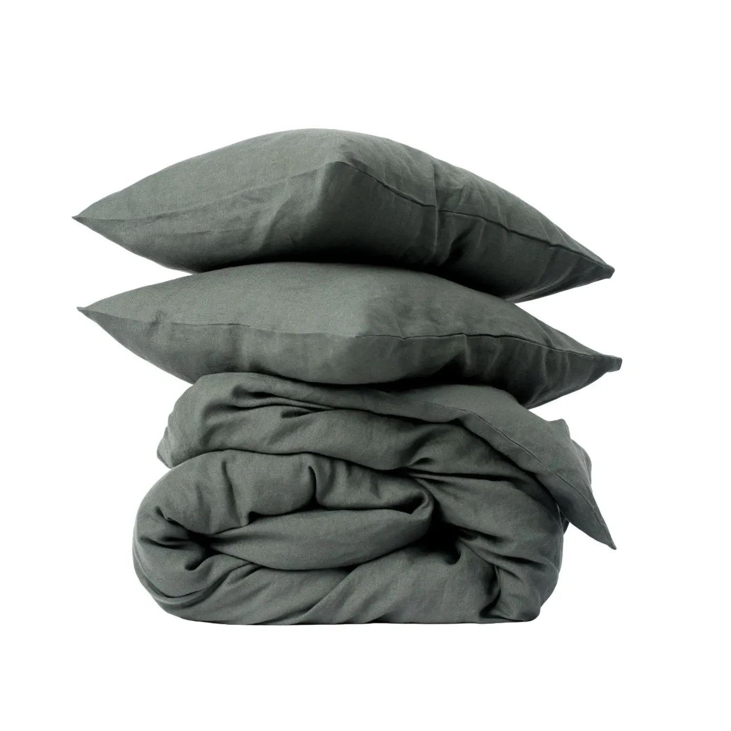 UK Double Duvet Cover Set - Green, Linen