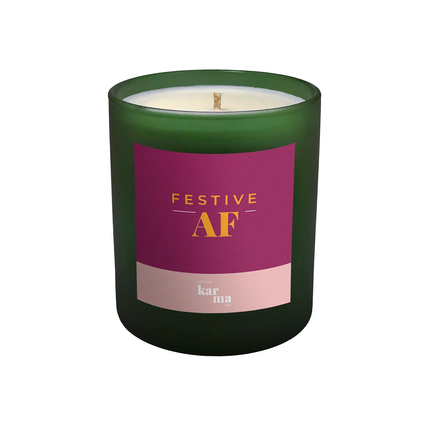Festive Af Medium Candle Sweet Cinnamon Christmas - Pink/Green