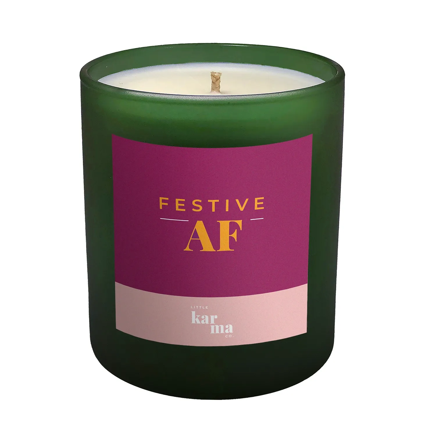 Little Karma Co Festive AF Large Candle - Pink/Green image
