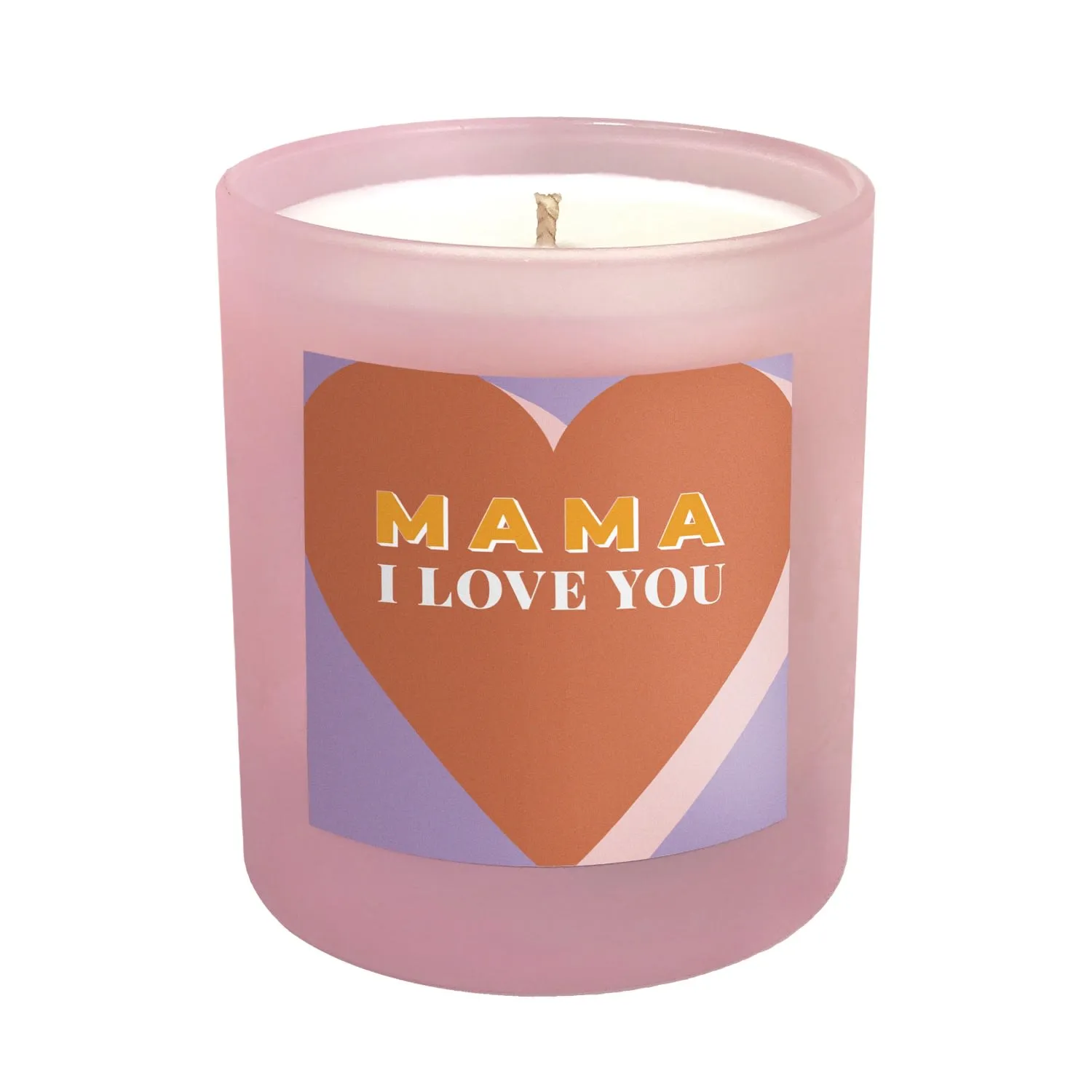 Mama I Love You Large Refillable Candle - Pink, Natural Wax