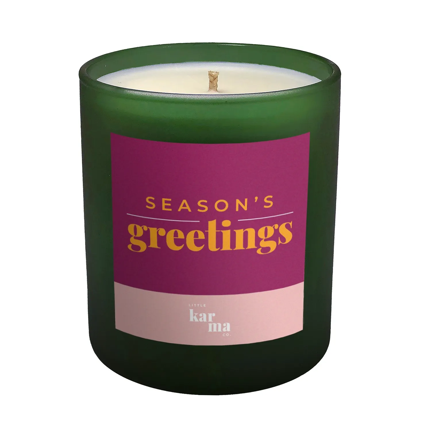 Season's Greetings Large Twisted Lavender Candle - Pink/Green