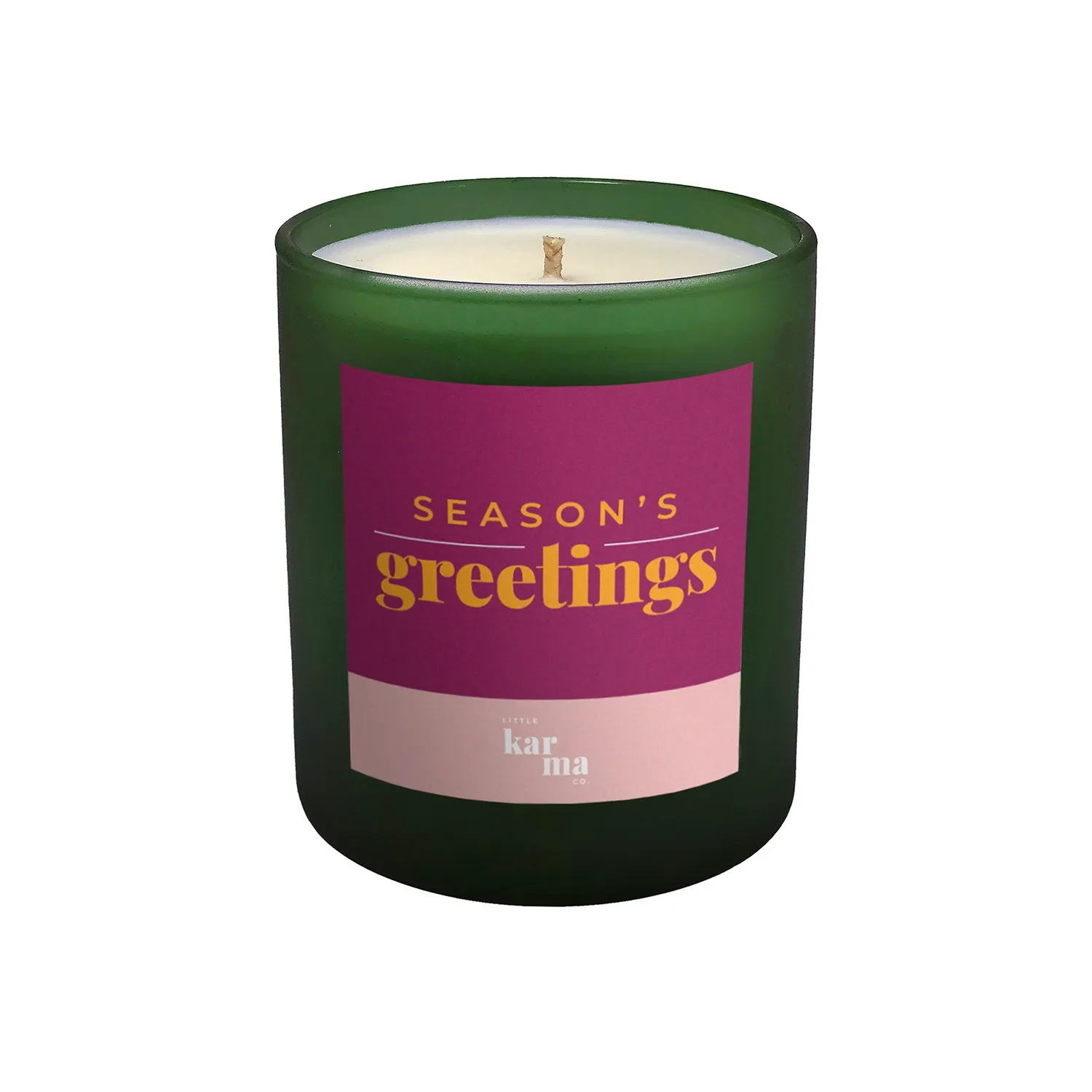 Season's Greetings Medium Twisted Lavender Candle - Green/Pink image