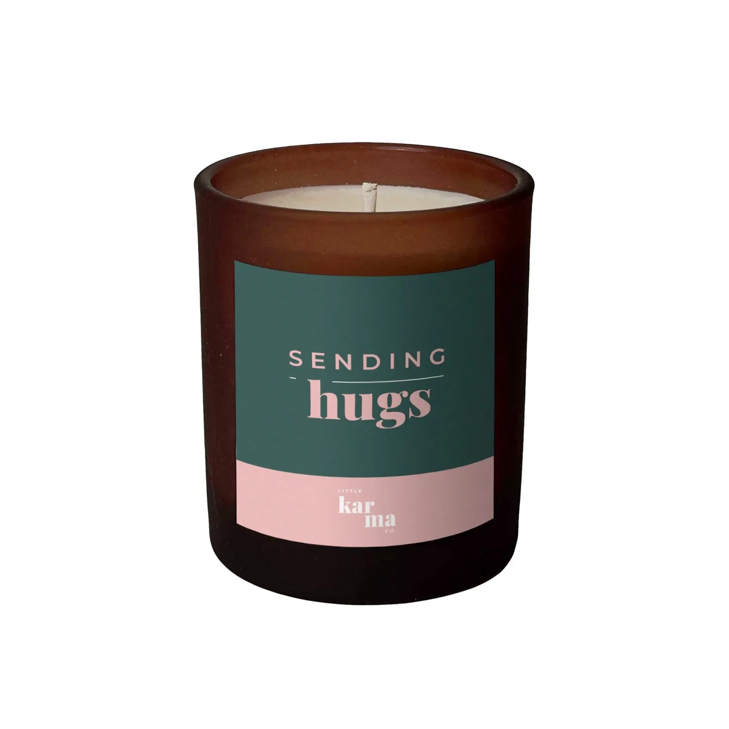 Sending Hugs Grounding Cedarwood Midi Candle - Green/Pink