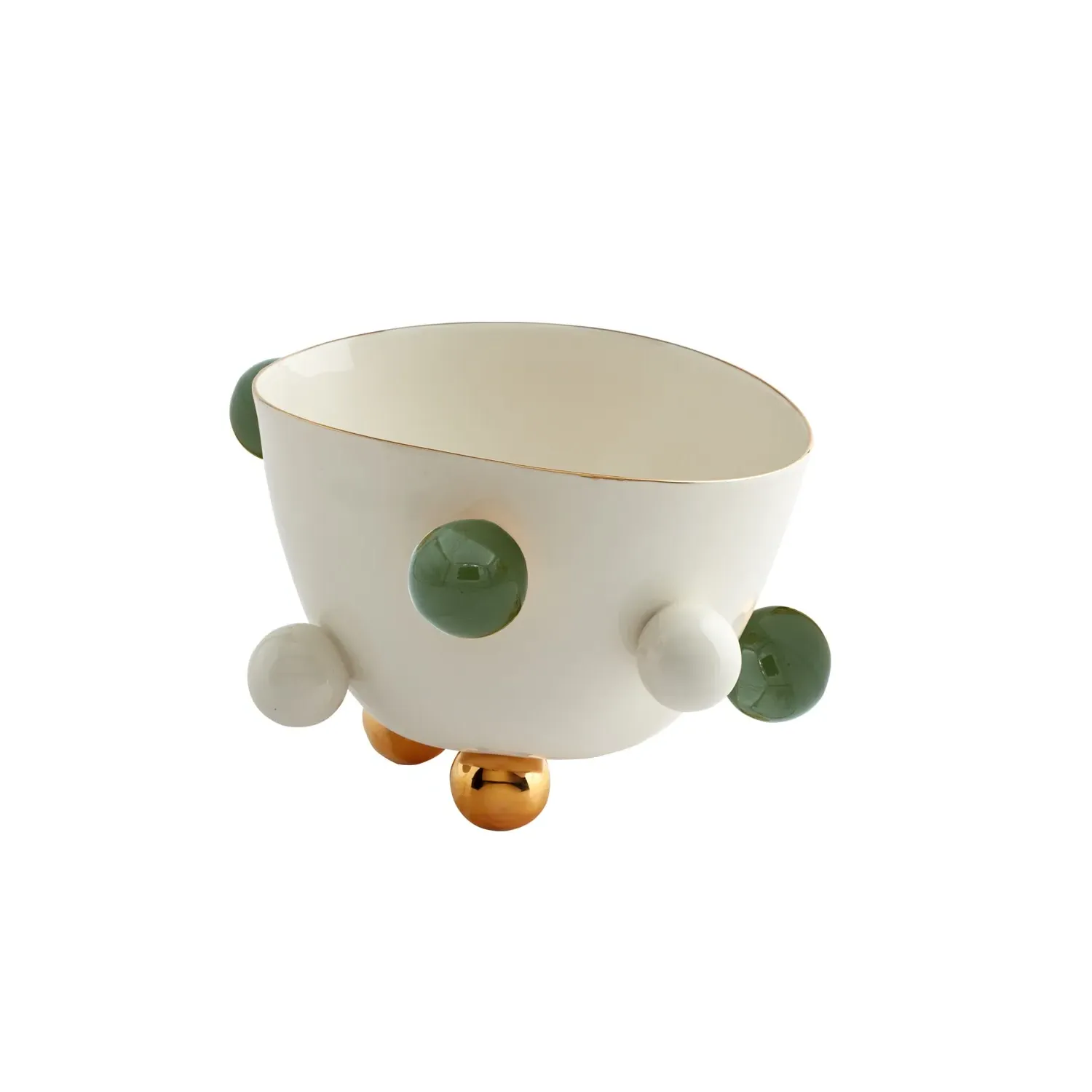 Cosmos Large Porcelain Bowl - Green, Limoges