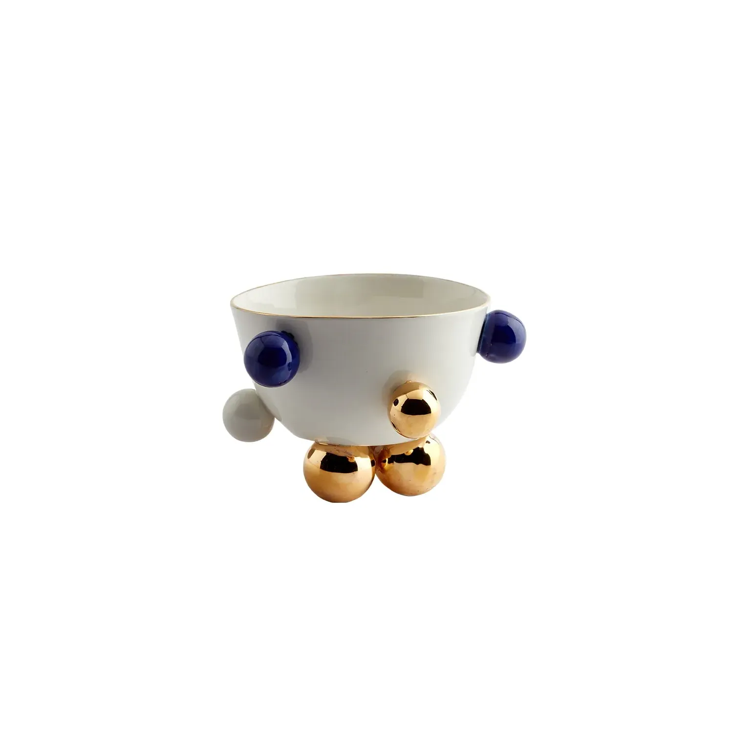 Cosmos Medium Porcelain Bowl - Blue, Gold Detail