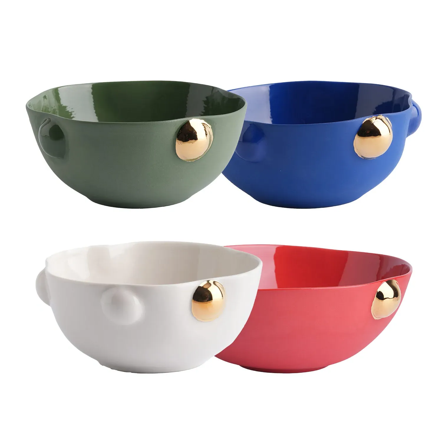 Porcelain Cup Set of 4 with Gold Gilding - Mixed Colours image