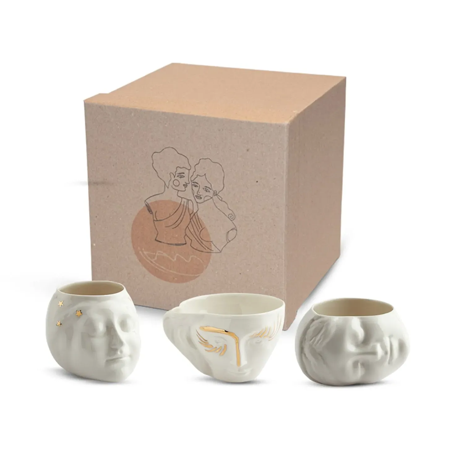 The Three Beauties Porcelain Cup Set - Gold image