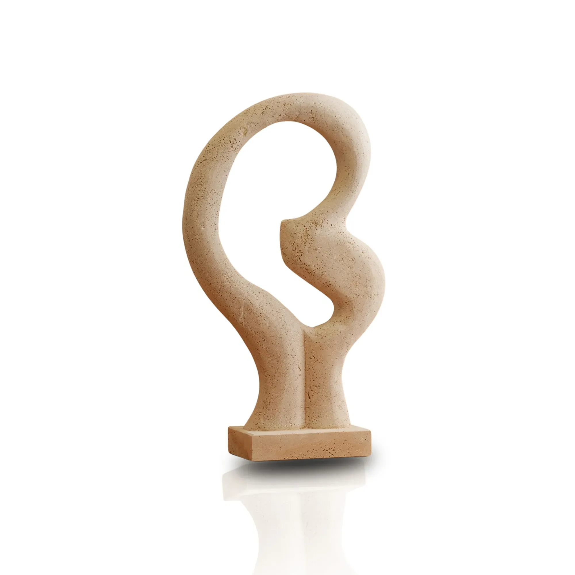 Abstract Travertine Sculpture - Beige