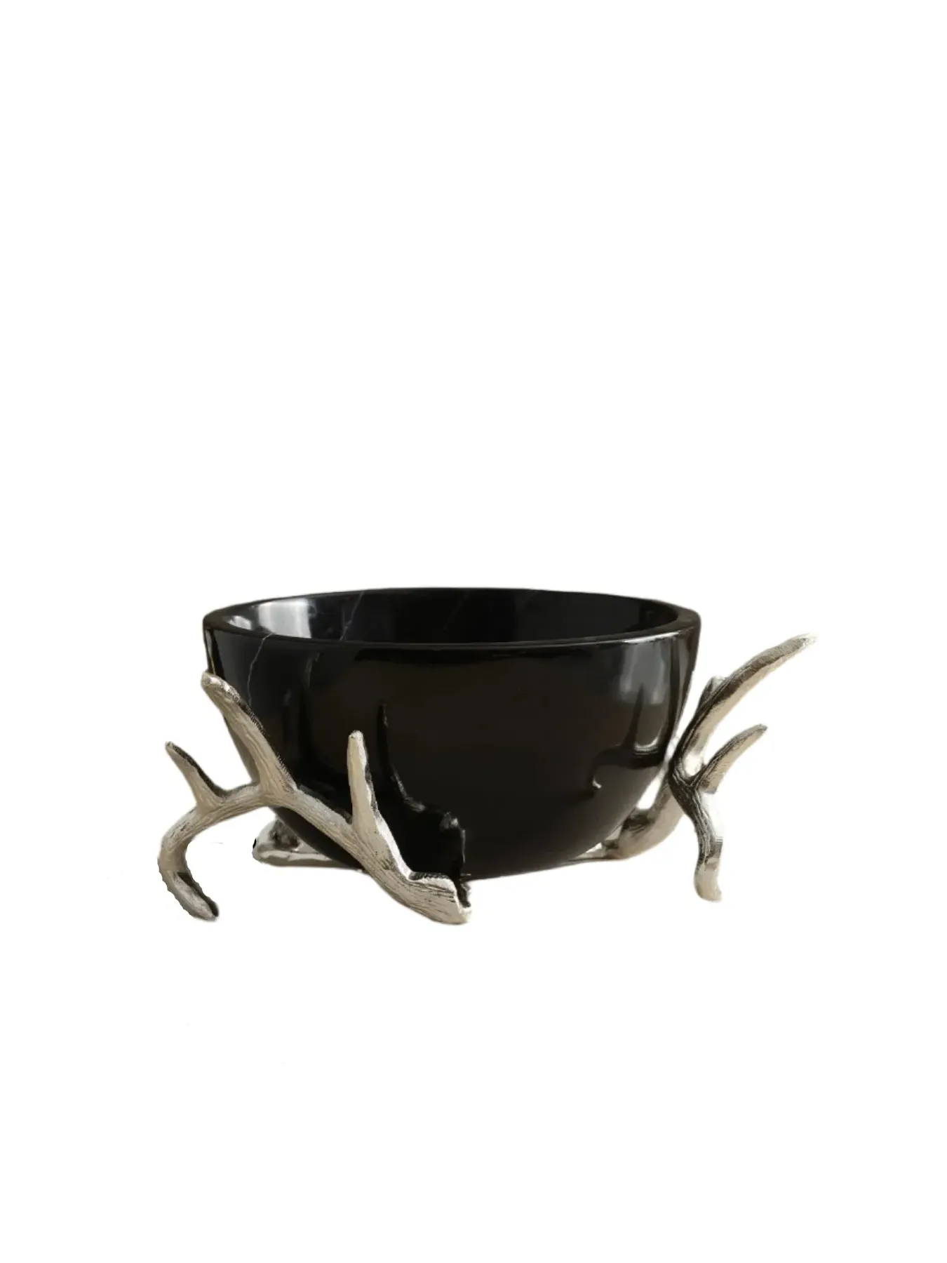 Antler Bowl - Black Marble, Silver image