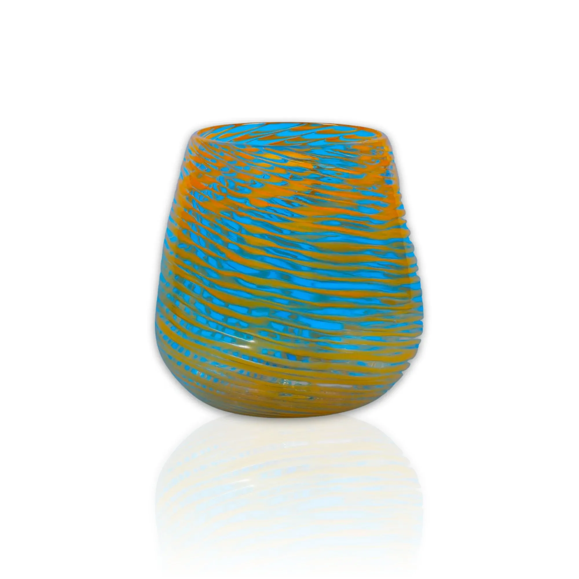 Barbablanca Hand Blown Swirl Glass Tumbler - Orange image