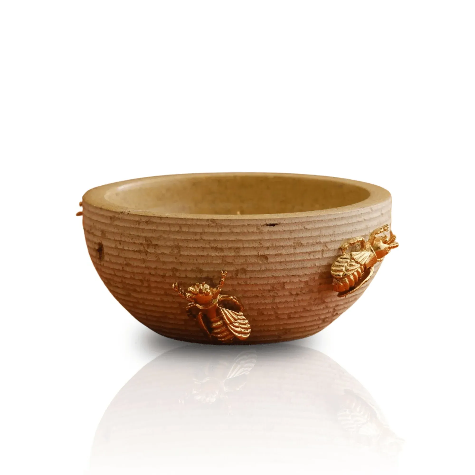 Bee Travertine Bowl - Beige, Brass image