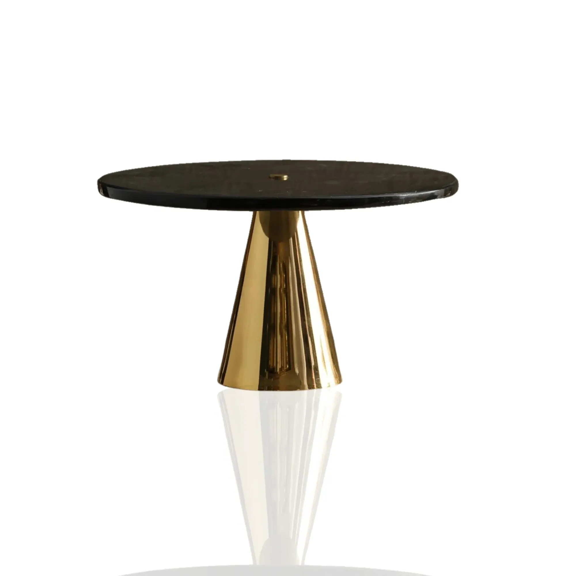 Black Marble Tray-Style Serving Stand with Brass Base - Black, Marble