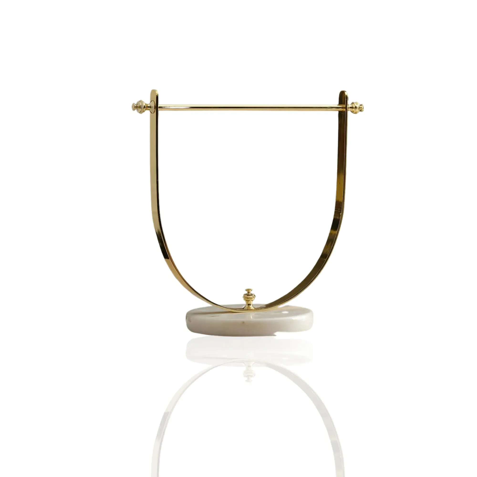 Brass Towel Holder with Marble Base - Gold, White