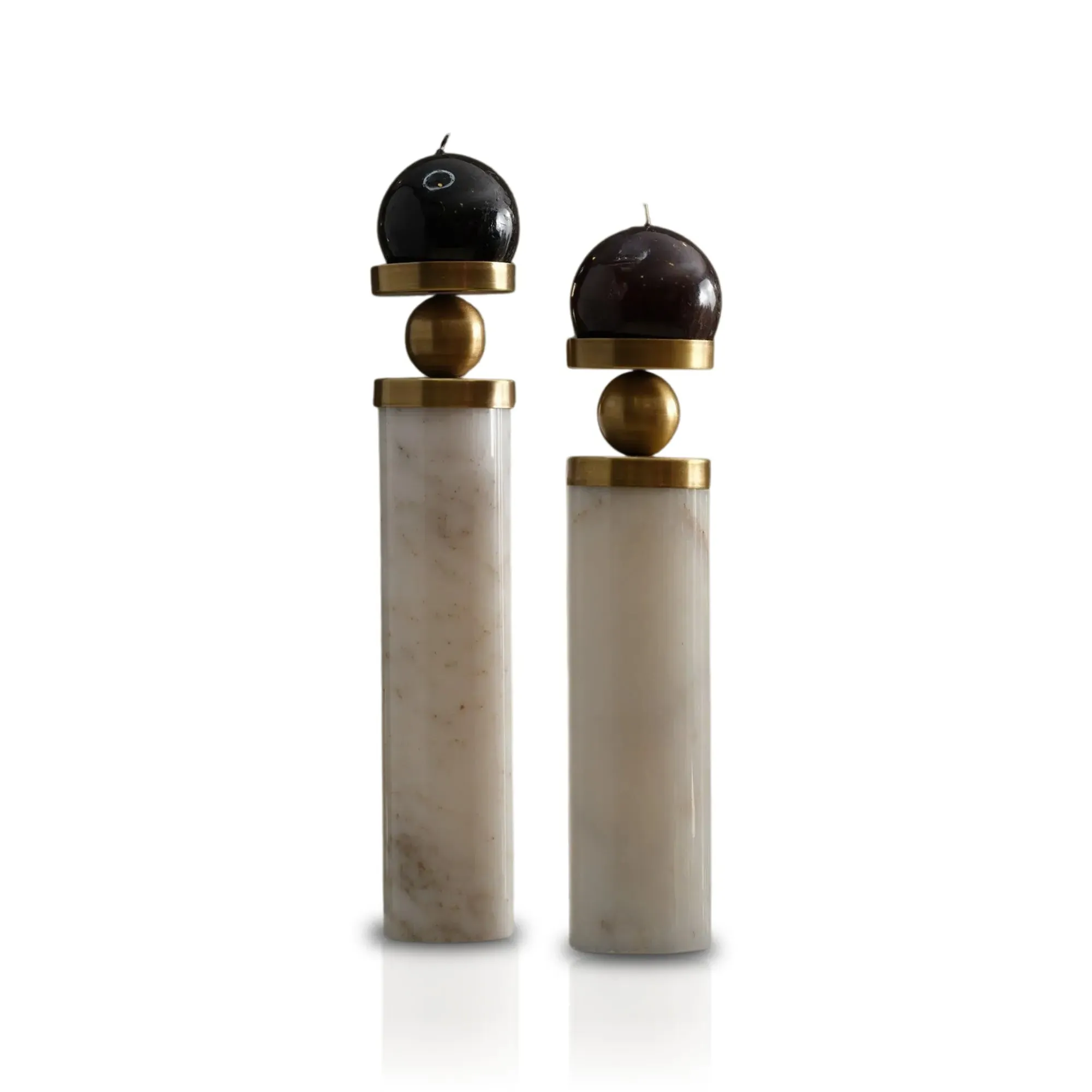 Cylinder Candle Holders - White, Marble