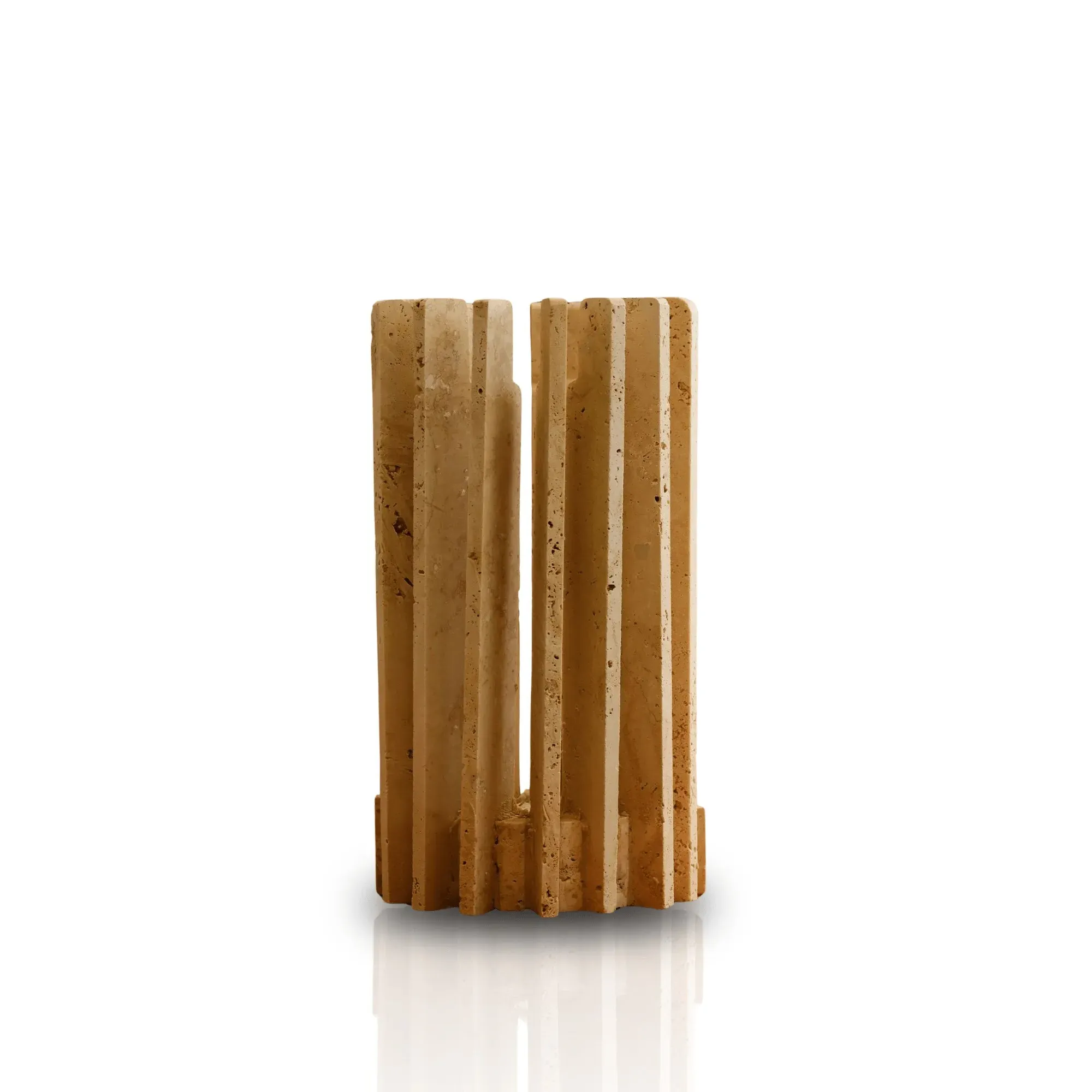 Dilim Fluted Vase - Brown, Travertine image