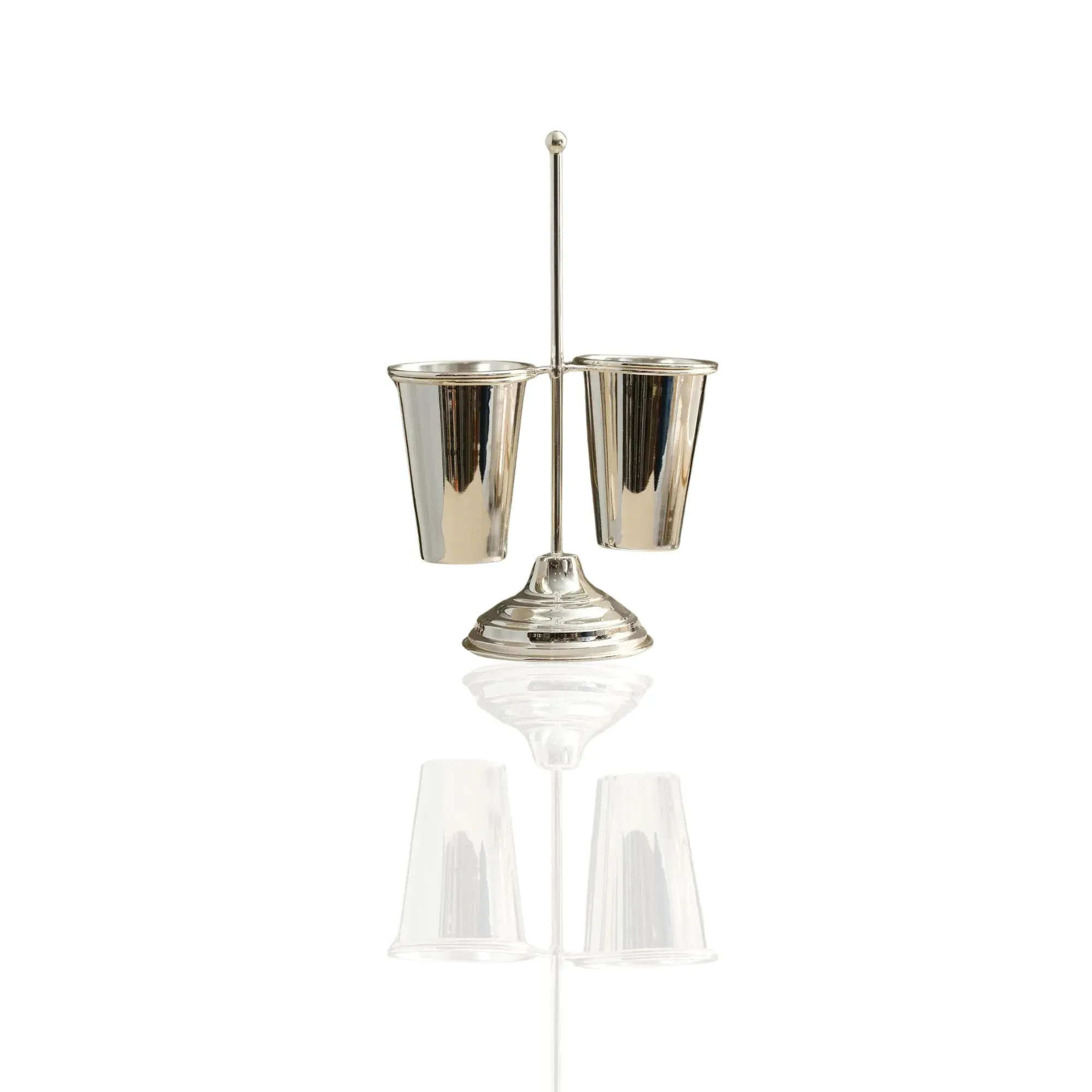 Double Cup Cutlery Holder - Silver