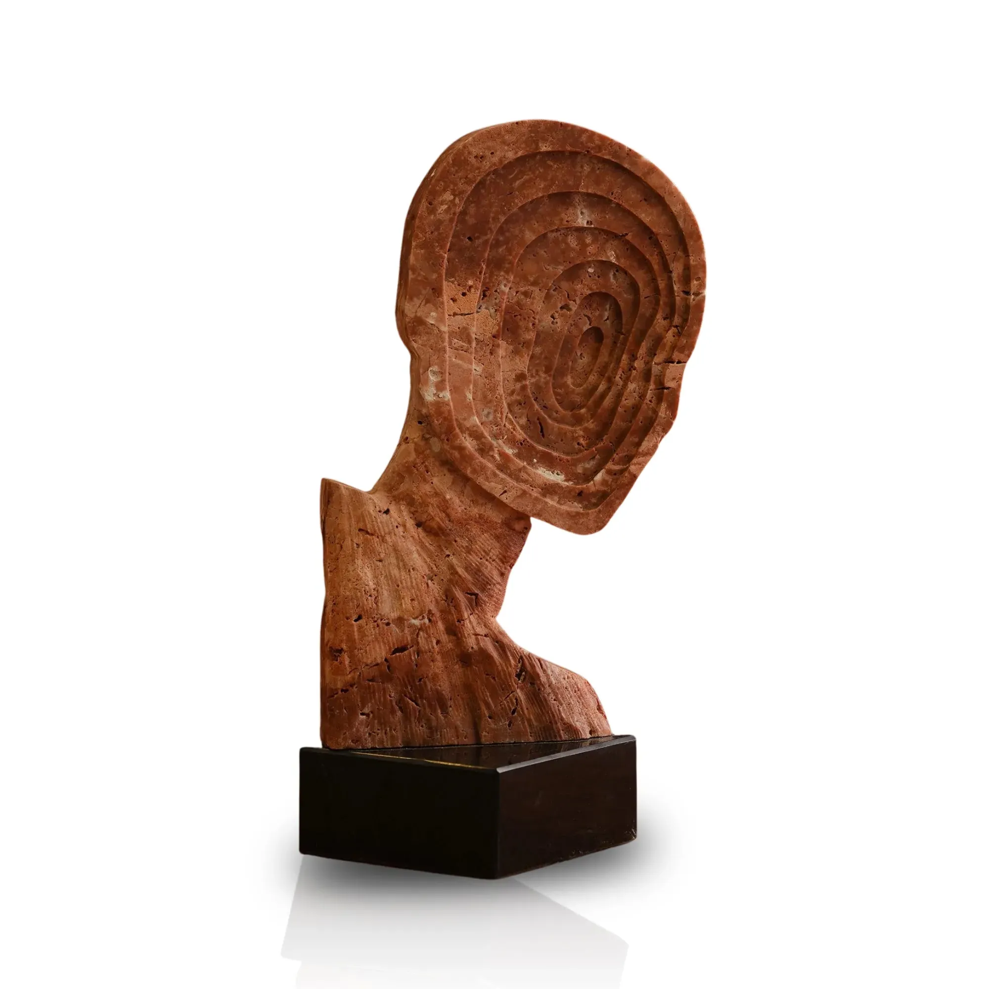 Face Silhouette Sculpture - Red, Travertine image