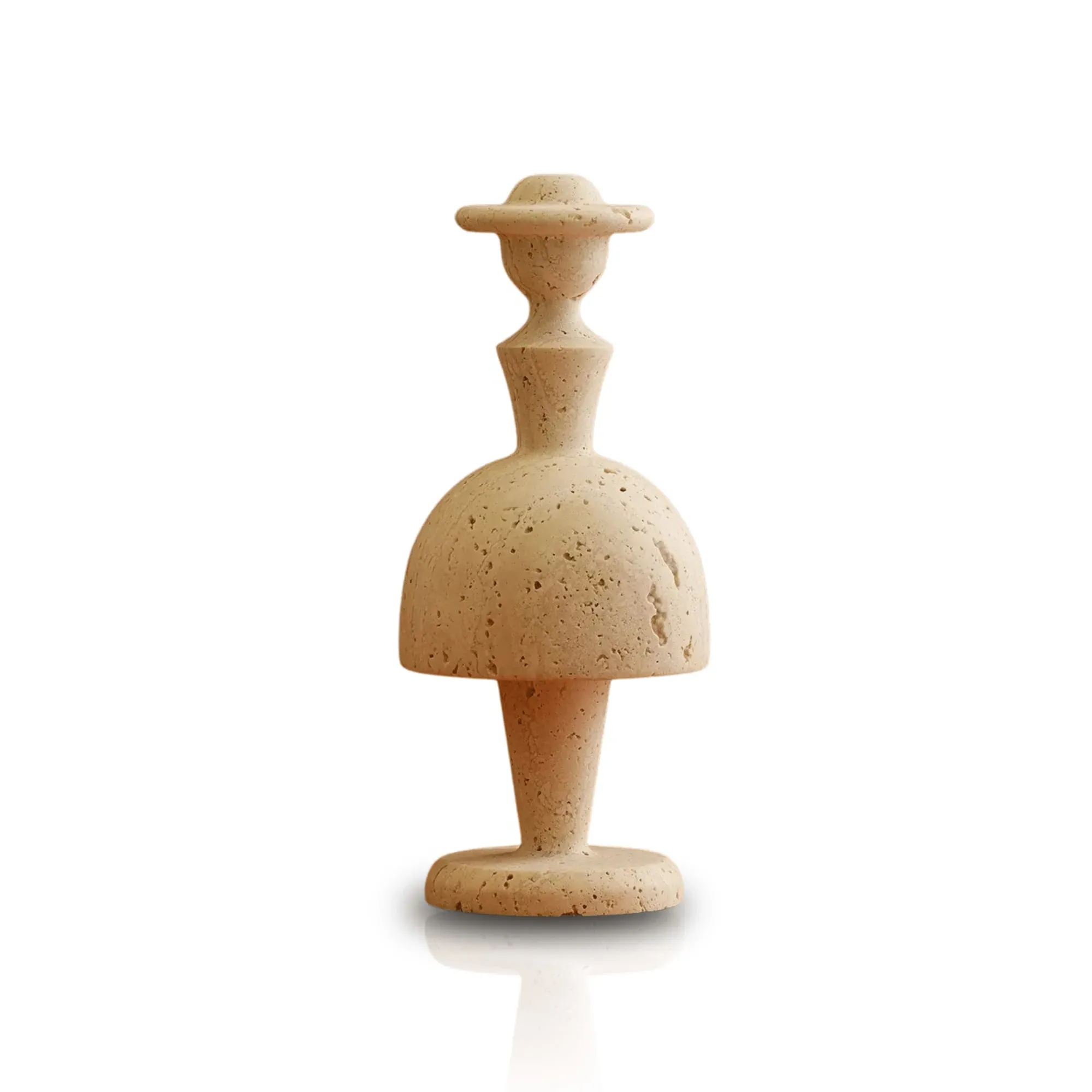Female Silhouette Travertine Sculpture - Beige