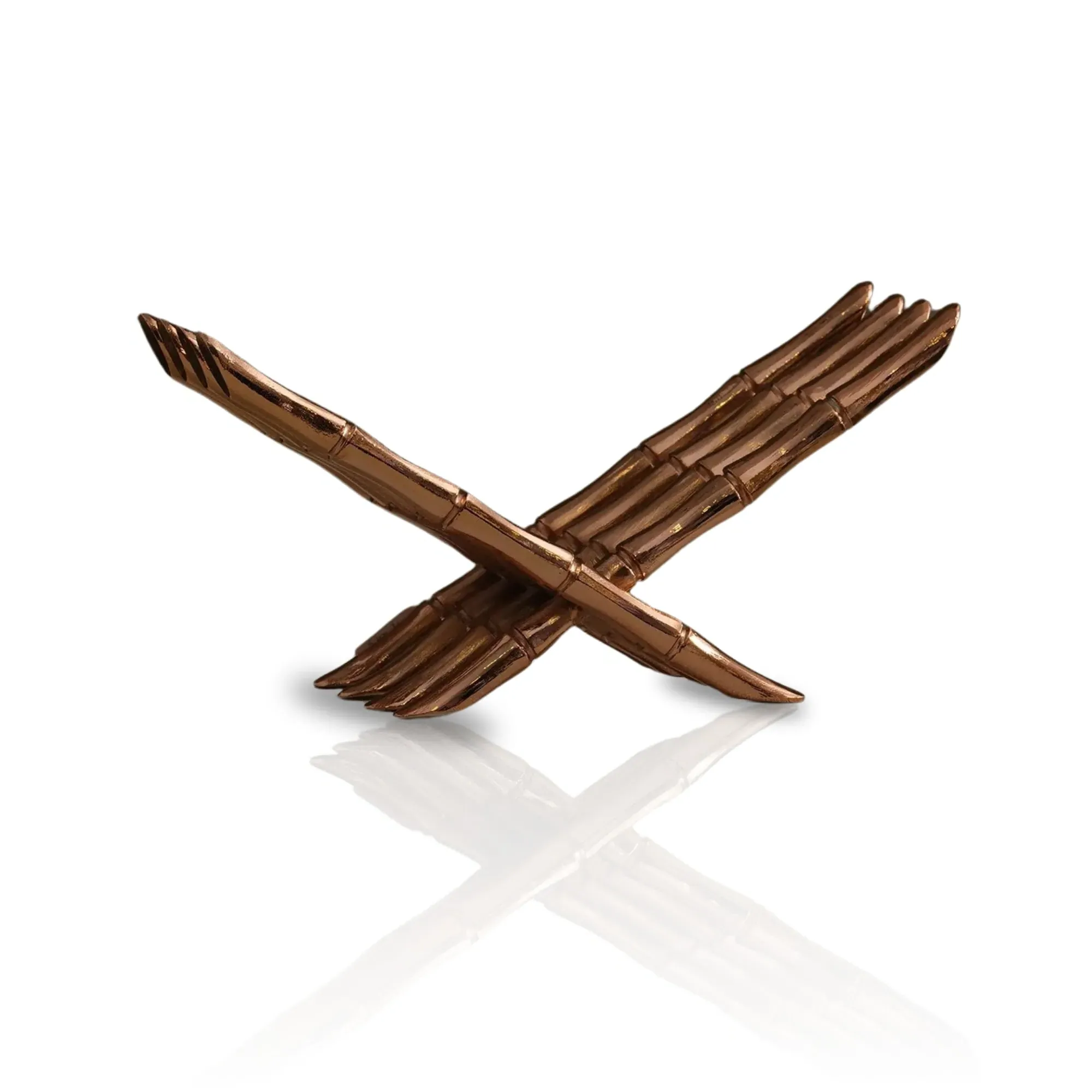 Foldable Book Stand in Bamboo Design - Brown, Brass image