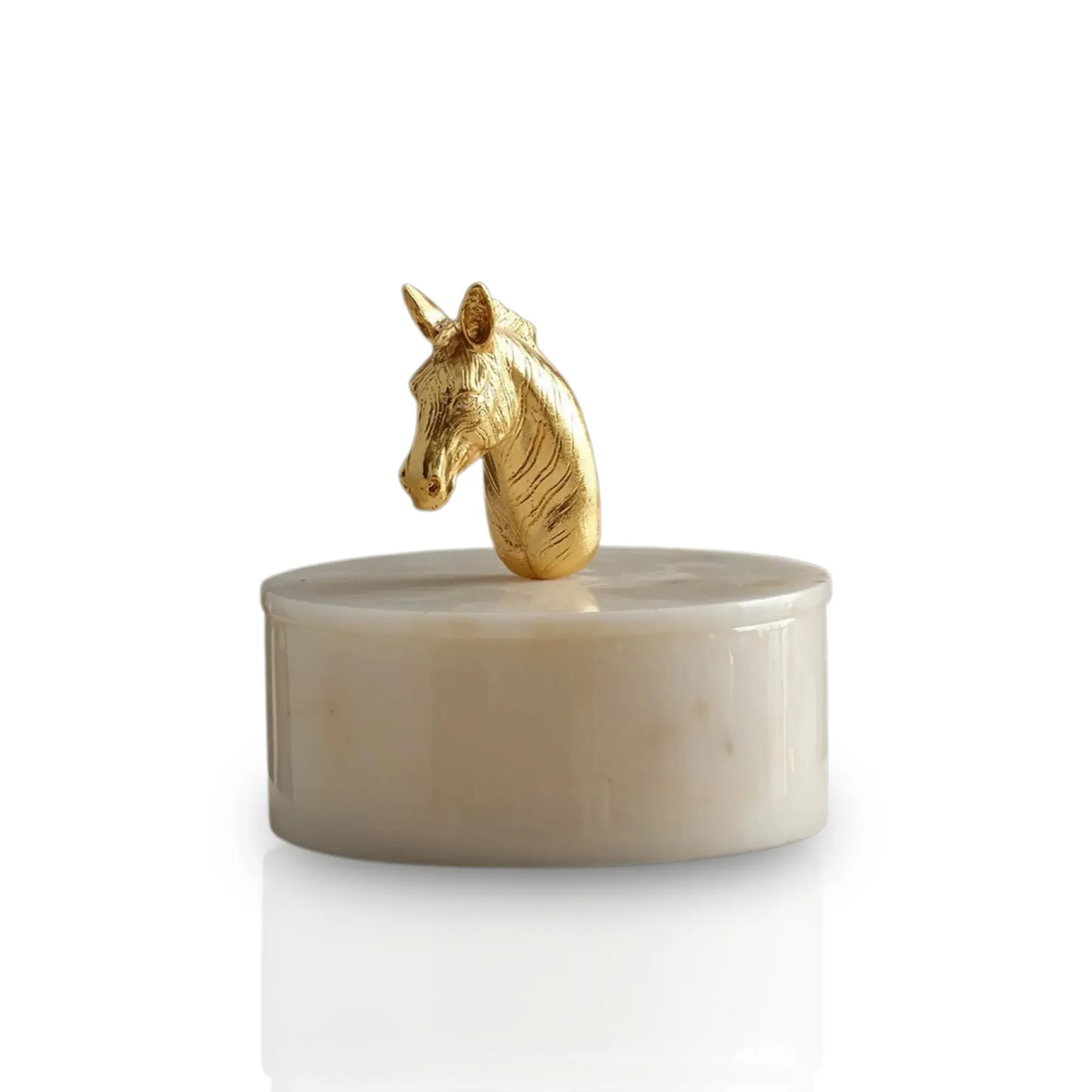 Golden Horse Storage Box - White, Marble image