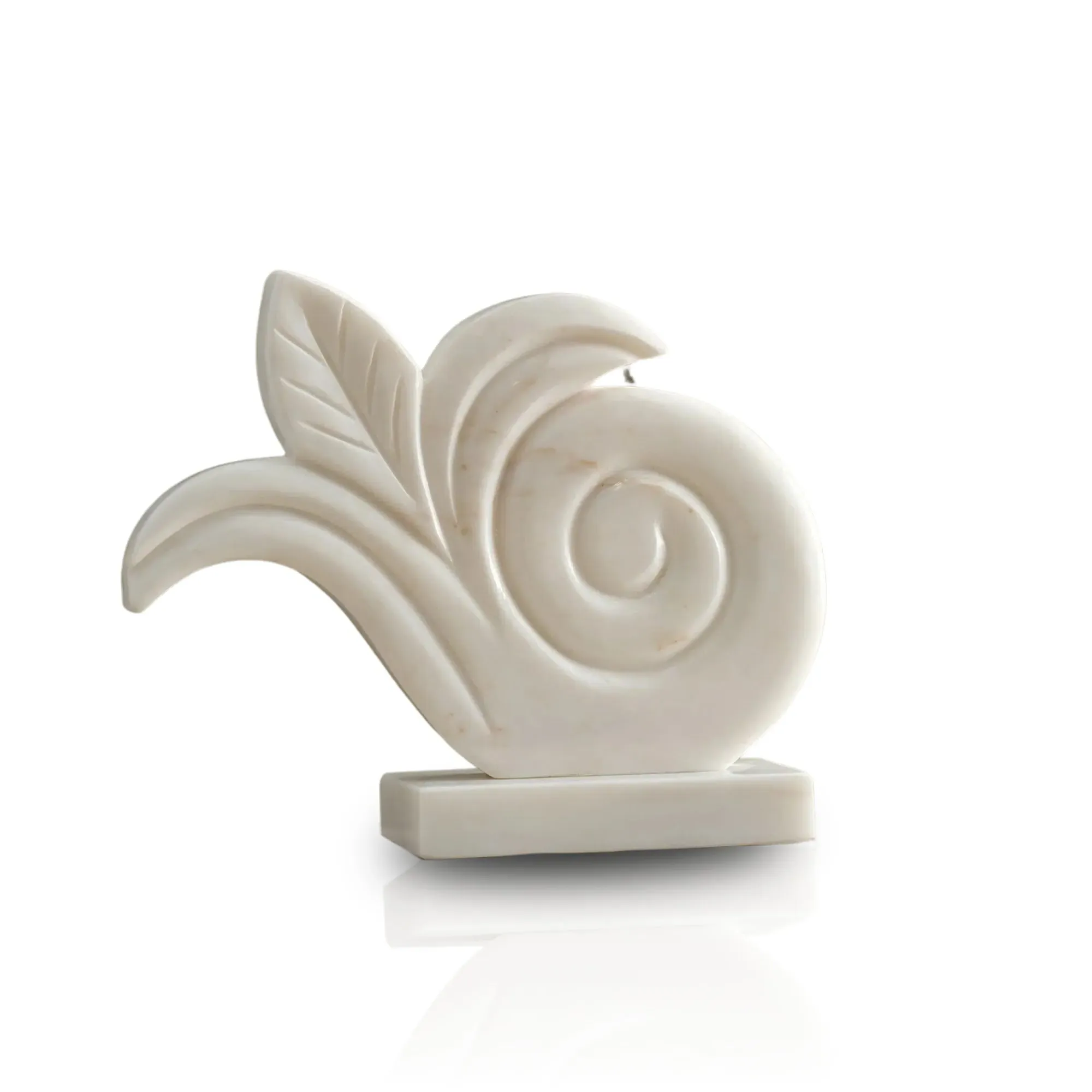 Handmade Leaf Sculpture - White, Marble image