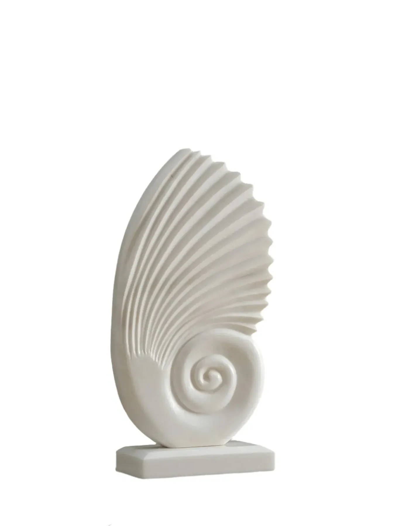 Handmade Shell Sculpture on Marble Base - White, Natural Stone image