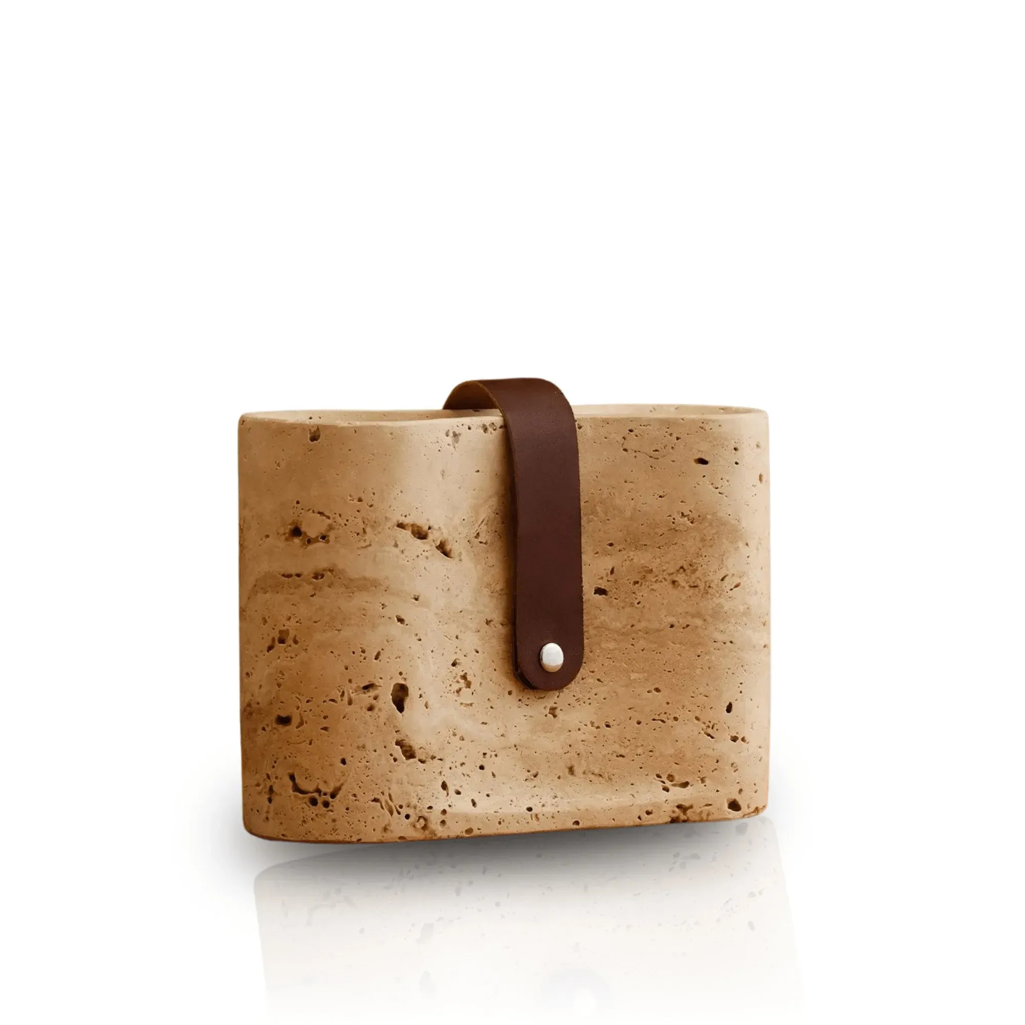 Handmade Travertine Decorative Object - Beige, Stone image