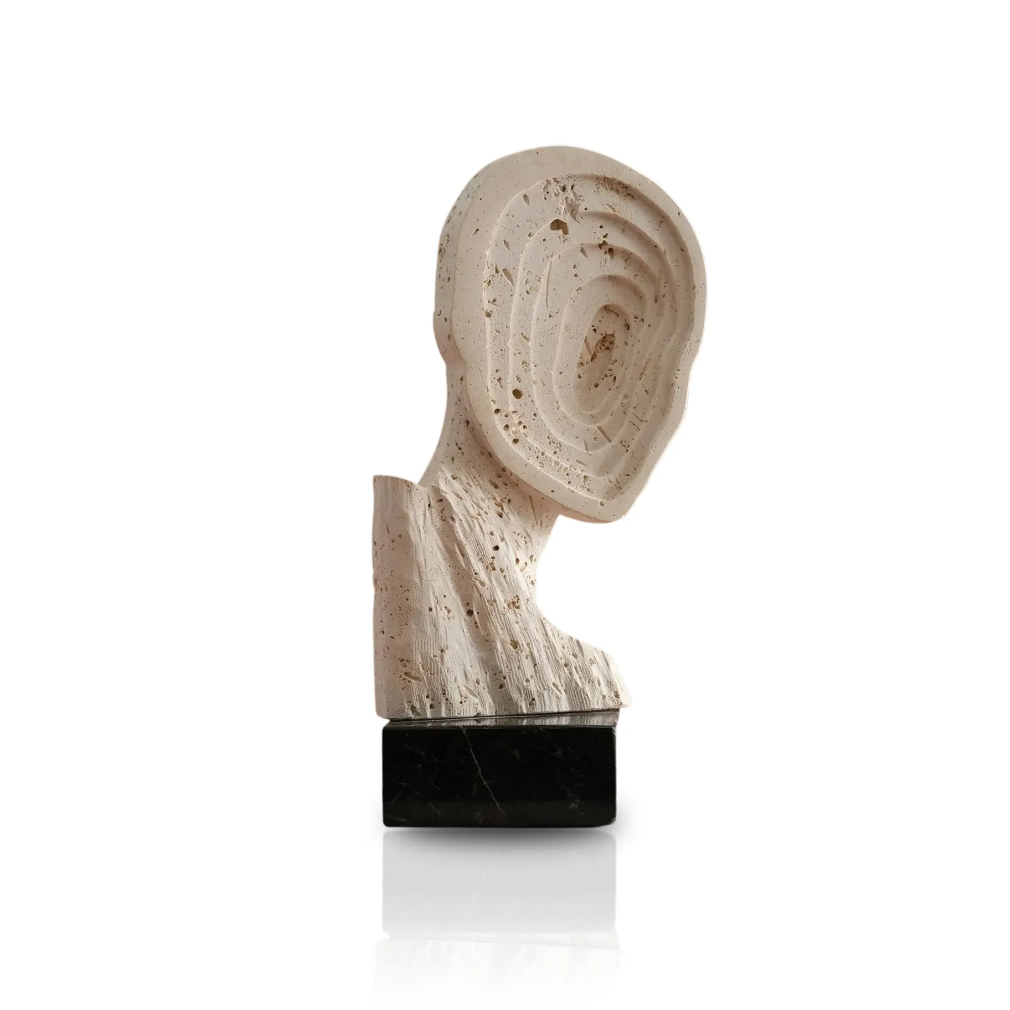 Handmade Travertine Silhouette Sculpture - White