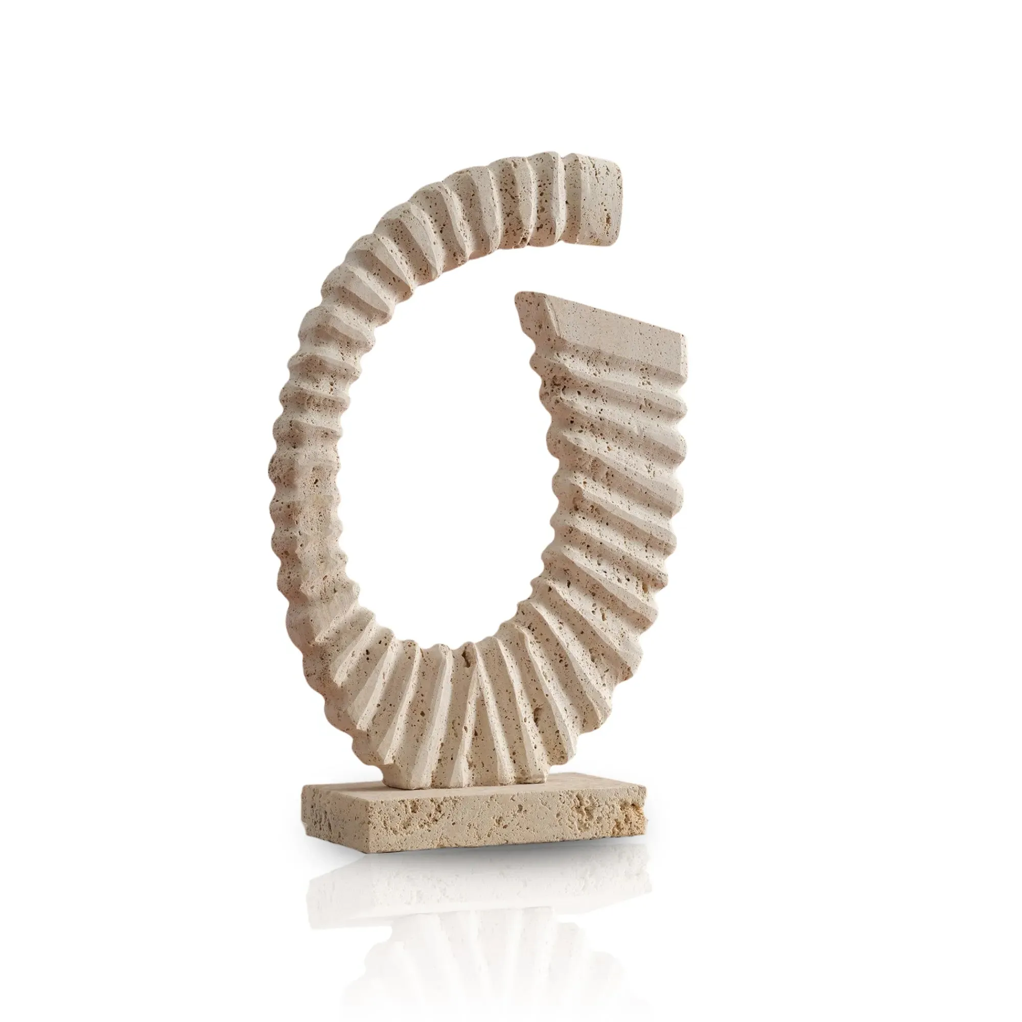 Helix Travertine Sculpture - White