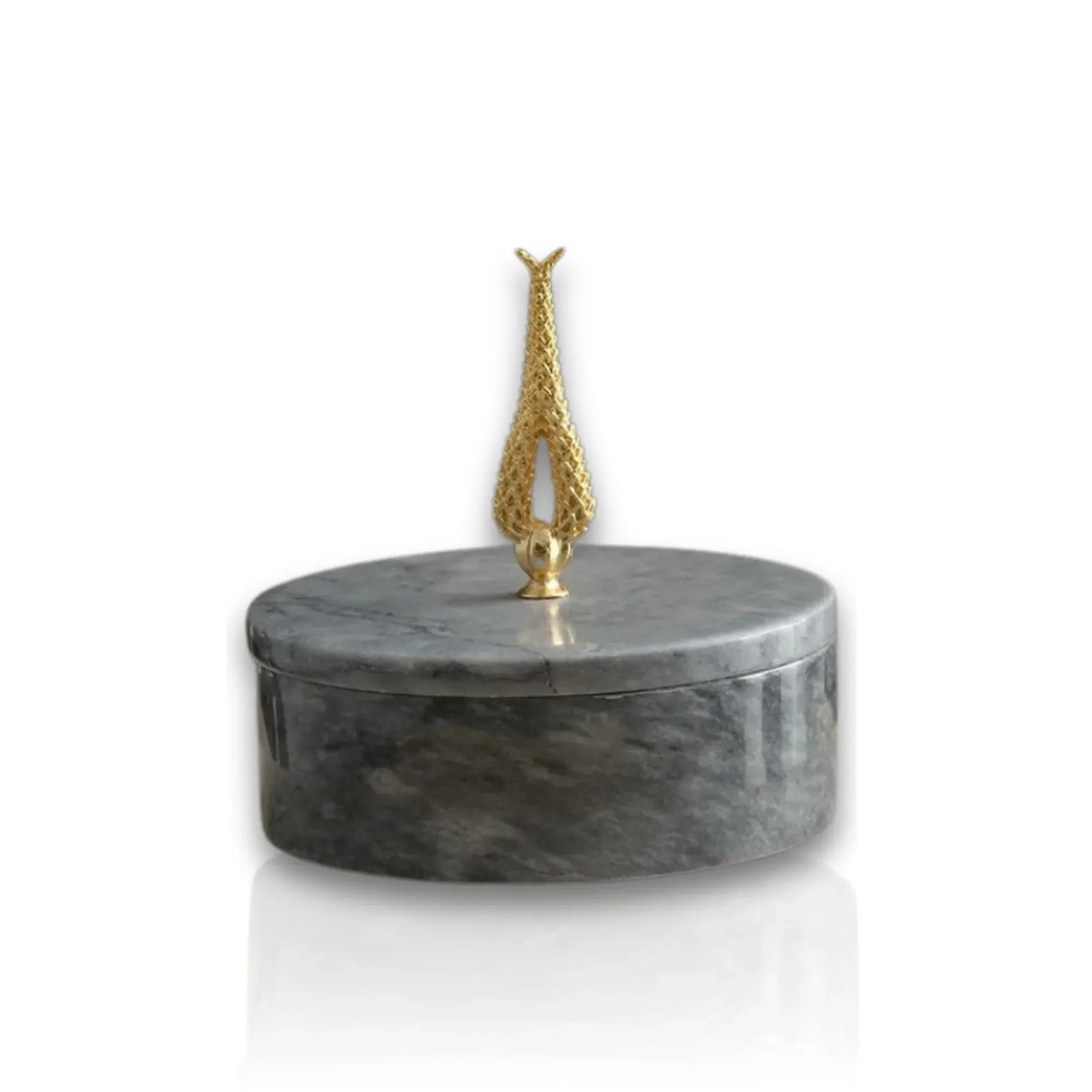 Hyacinth Marble Box - Grey, Brass image