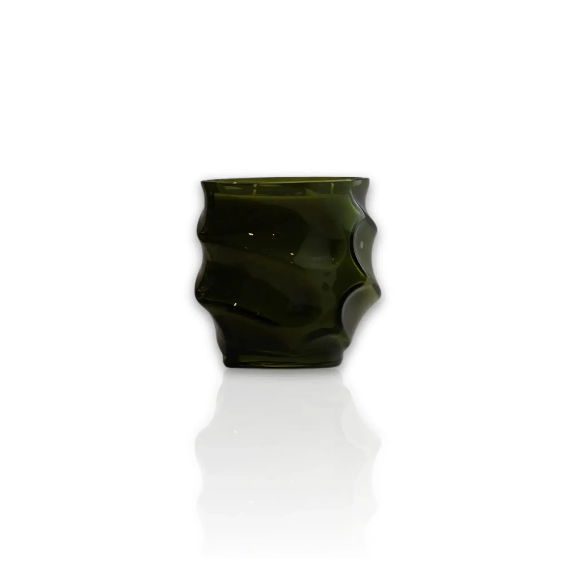 Large Handblown Glass Candle Holder - Black