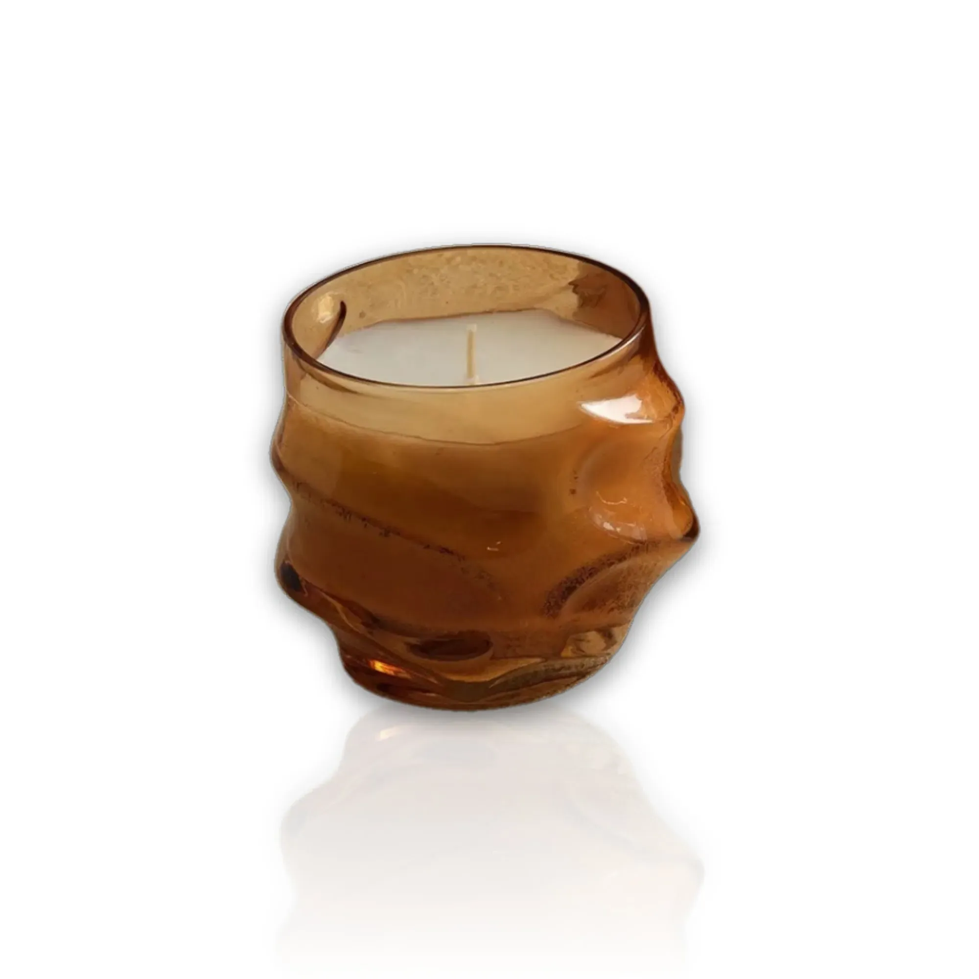 Large Handblown Glass Candle Holder - Orange