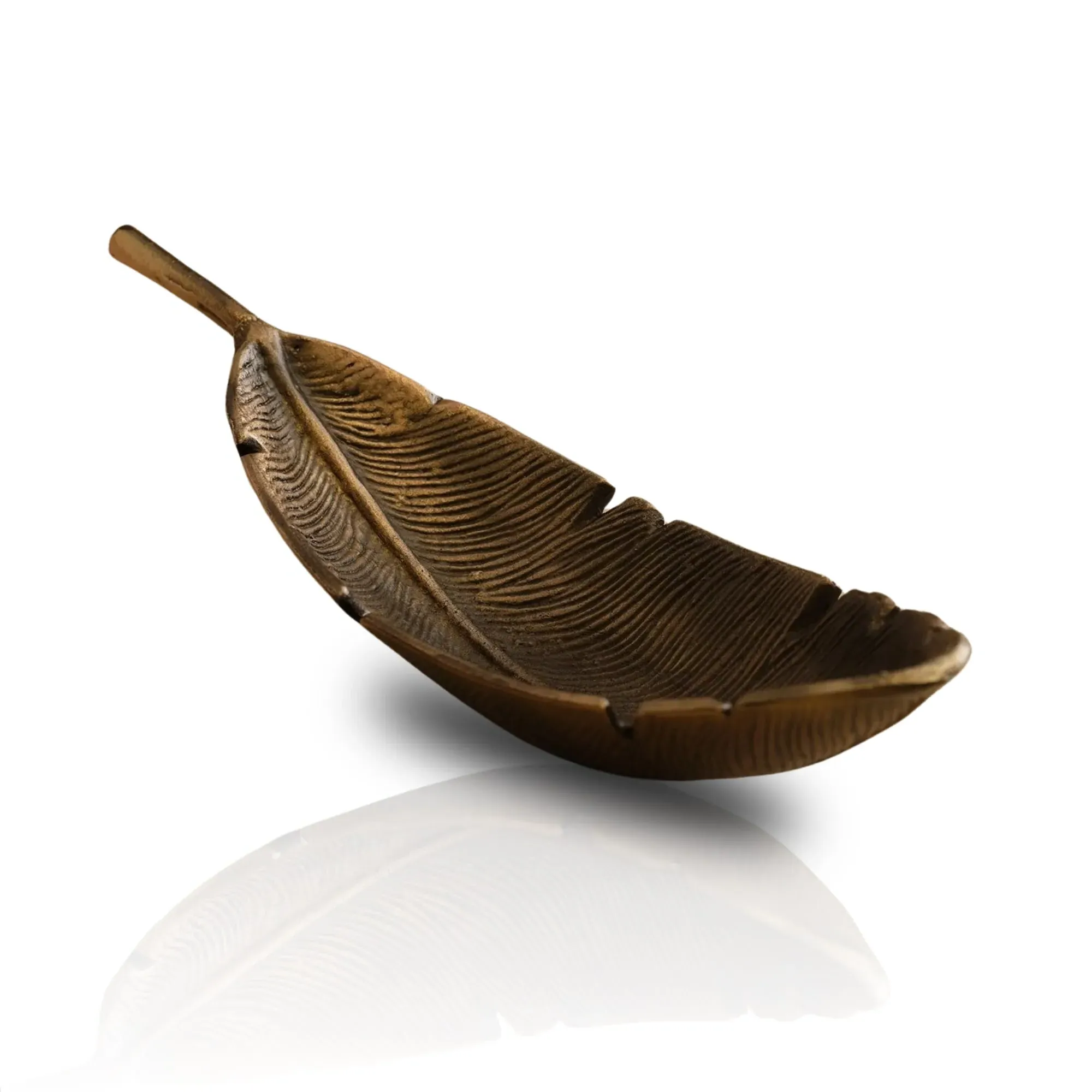 Leaf-Shaped Serving Dish - Brown, Brass image
