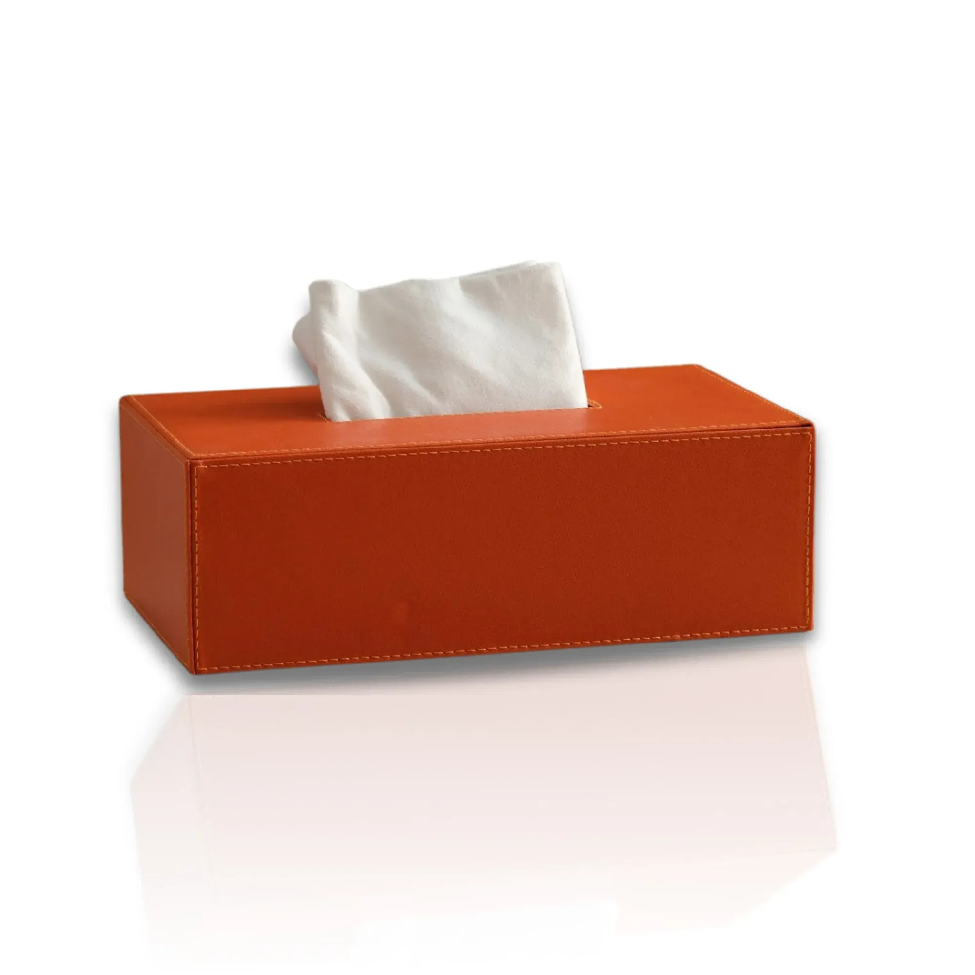 Leather Tissue Box - Orange image