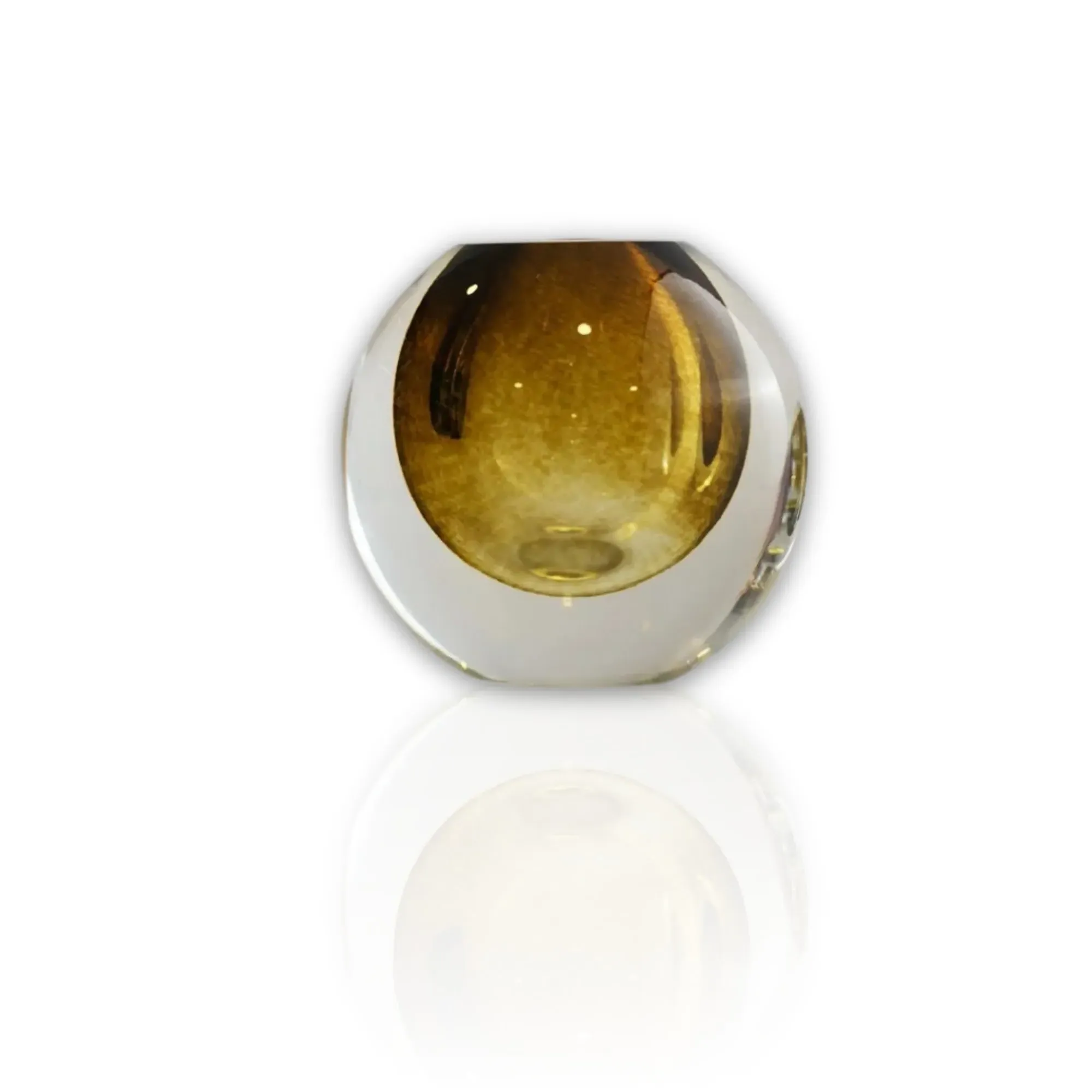 Murano Glass Sphere Sculpture - Yellow, Glass