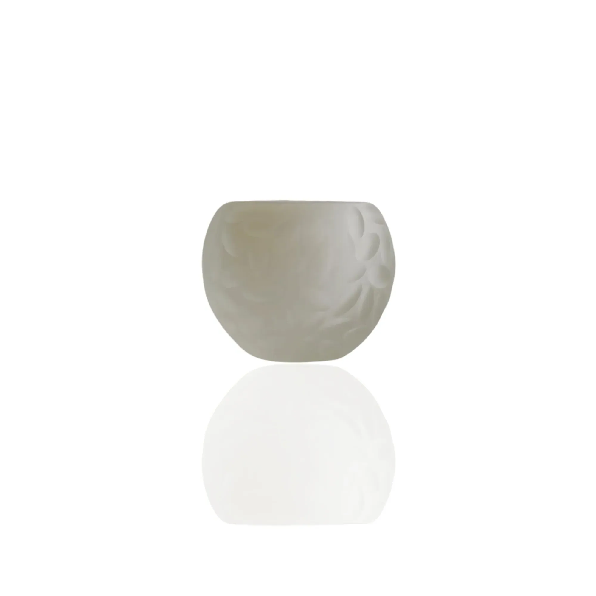 Murano Glass Sphere Vase with Almond Motif - White, Glass
