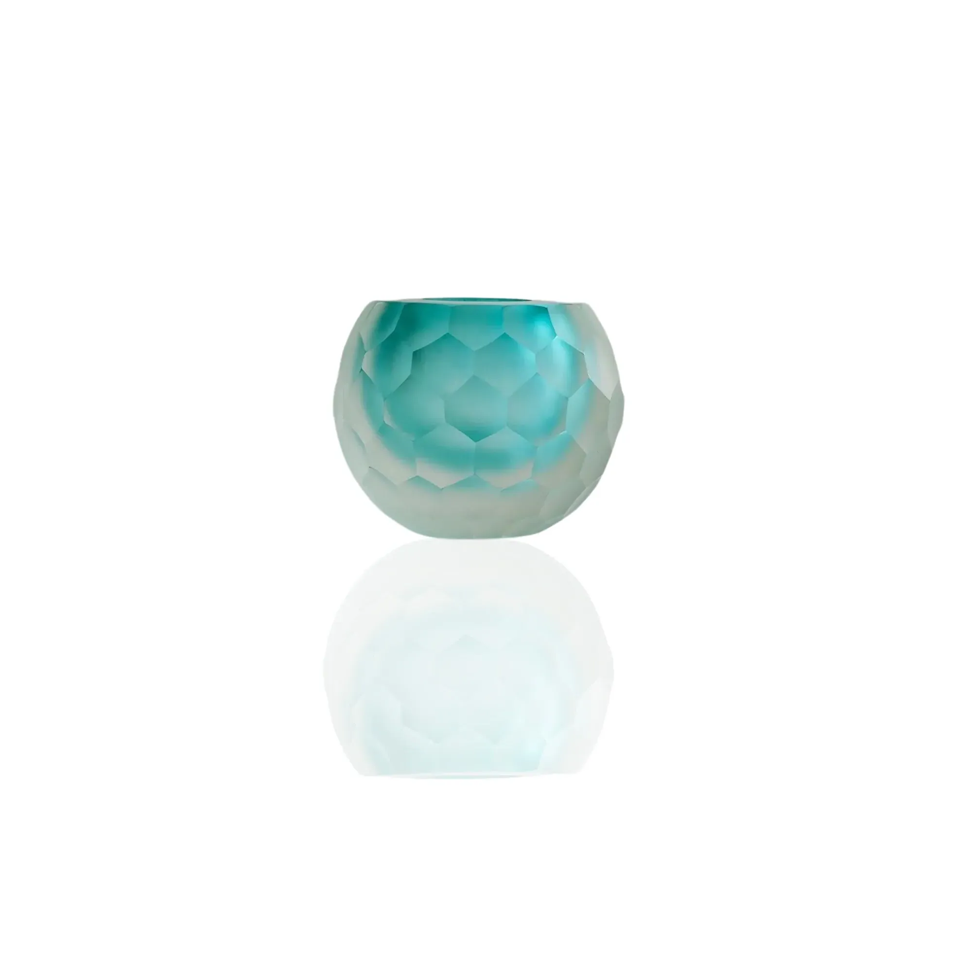 Murano Glass Sphere Vase with Honeycomb Detail - Blue, Glass