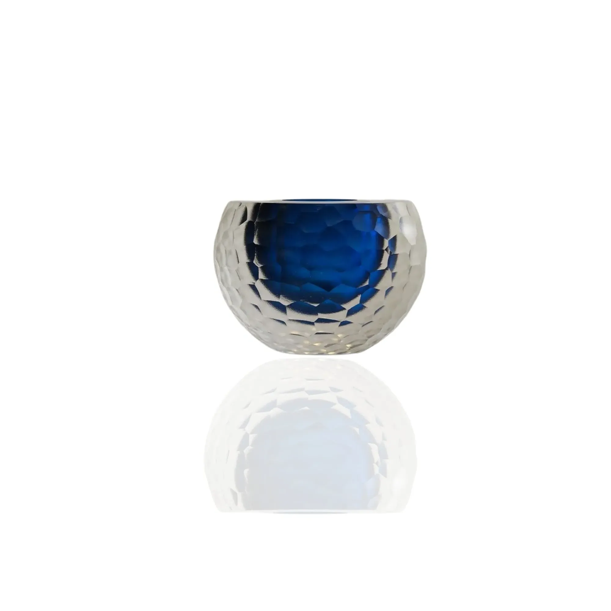 Murano Glass Sphere Vase with Honeycomb Detail - Blue, Glass