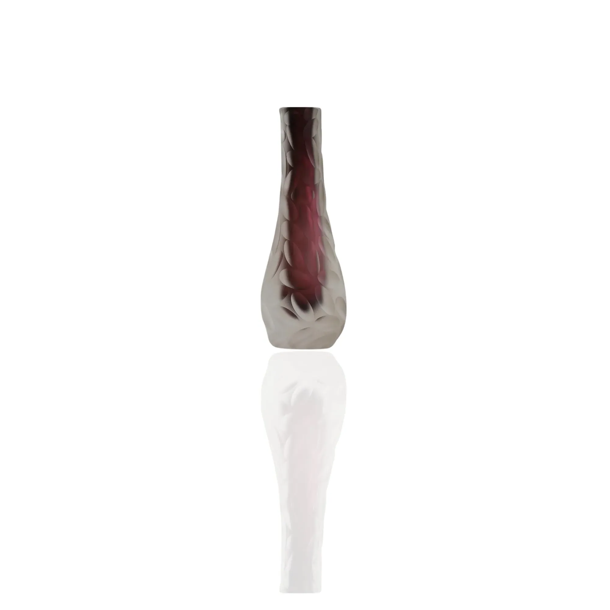 Murano Glass Vase with Leaf Pattern - Pink