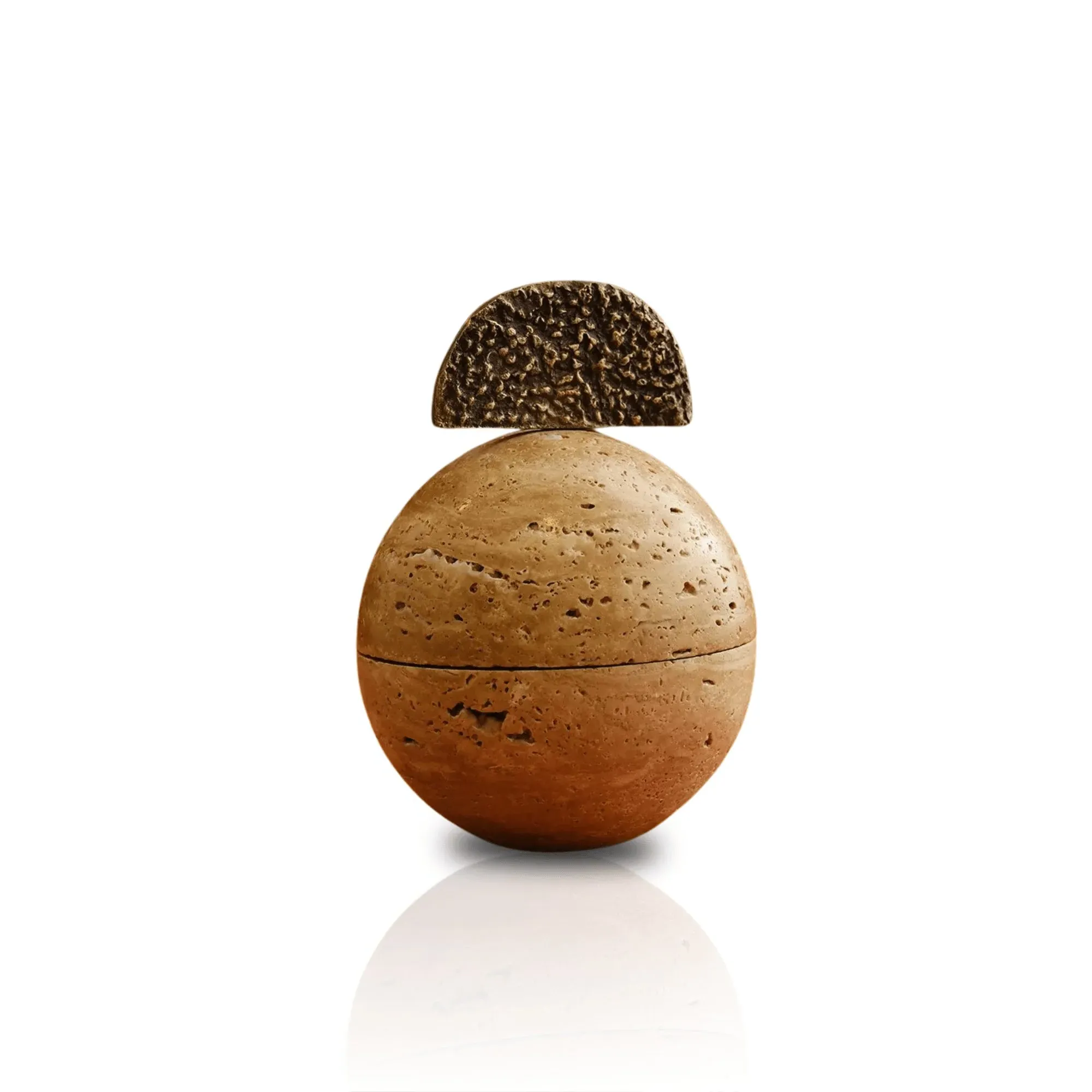 Natural Travertine Stone Decorative Sculpture - Brown