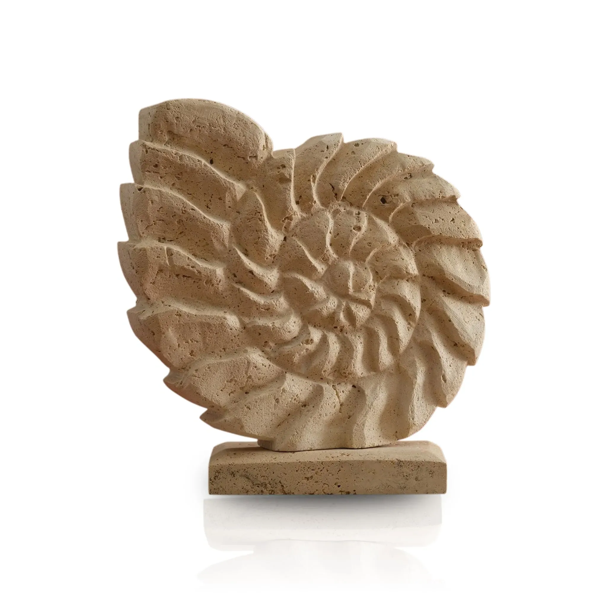 Nautilus Travertine Sculpture - Beige