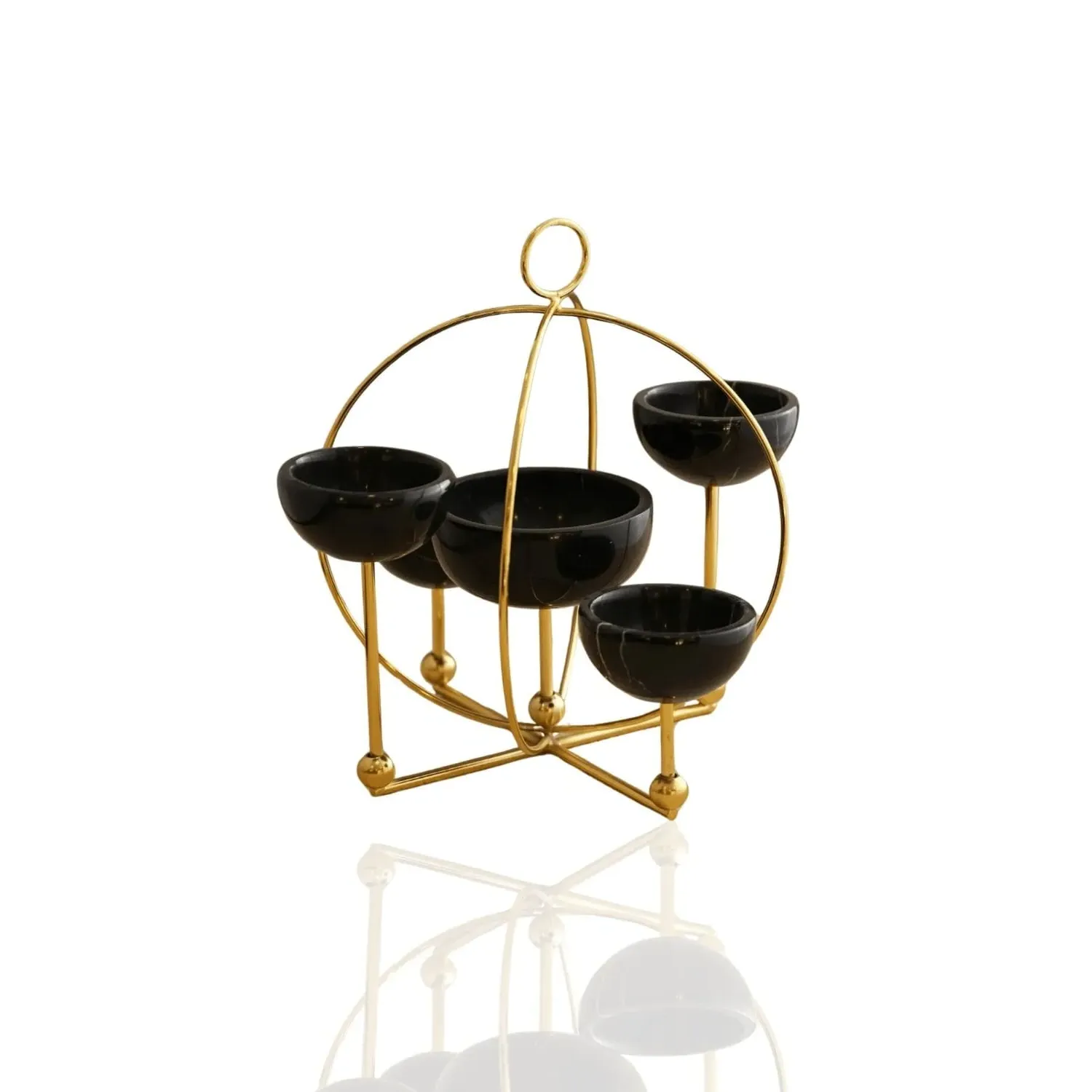 Planet Stand Serving Bowls Set - Black, Gold image