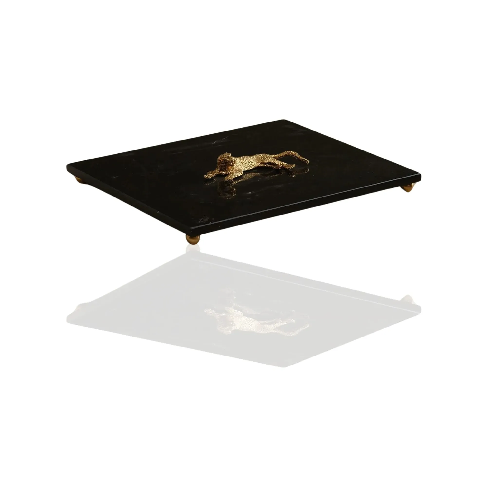 Rectangular Serving Board with Cheetah Detail - Black, Marble image