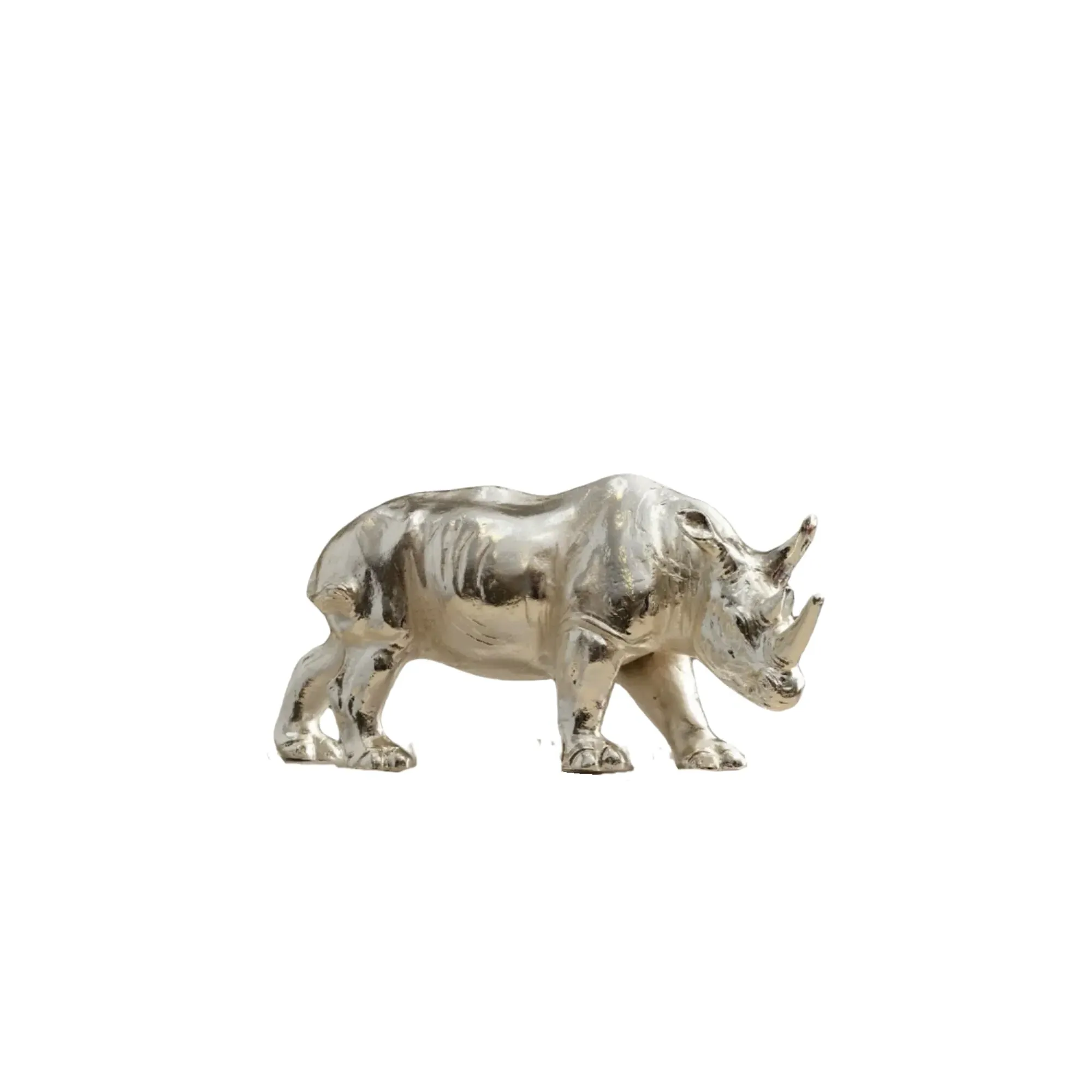 Rhino Sculpture - Silver, Brass