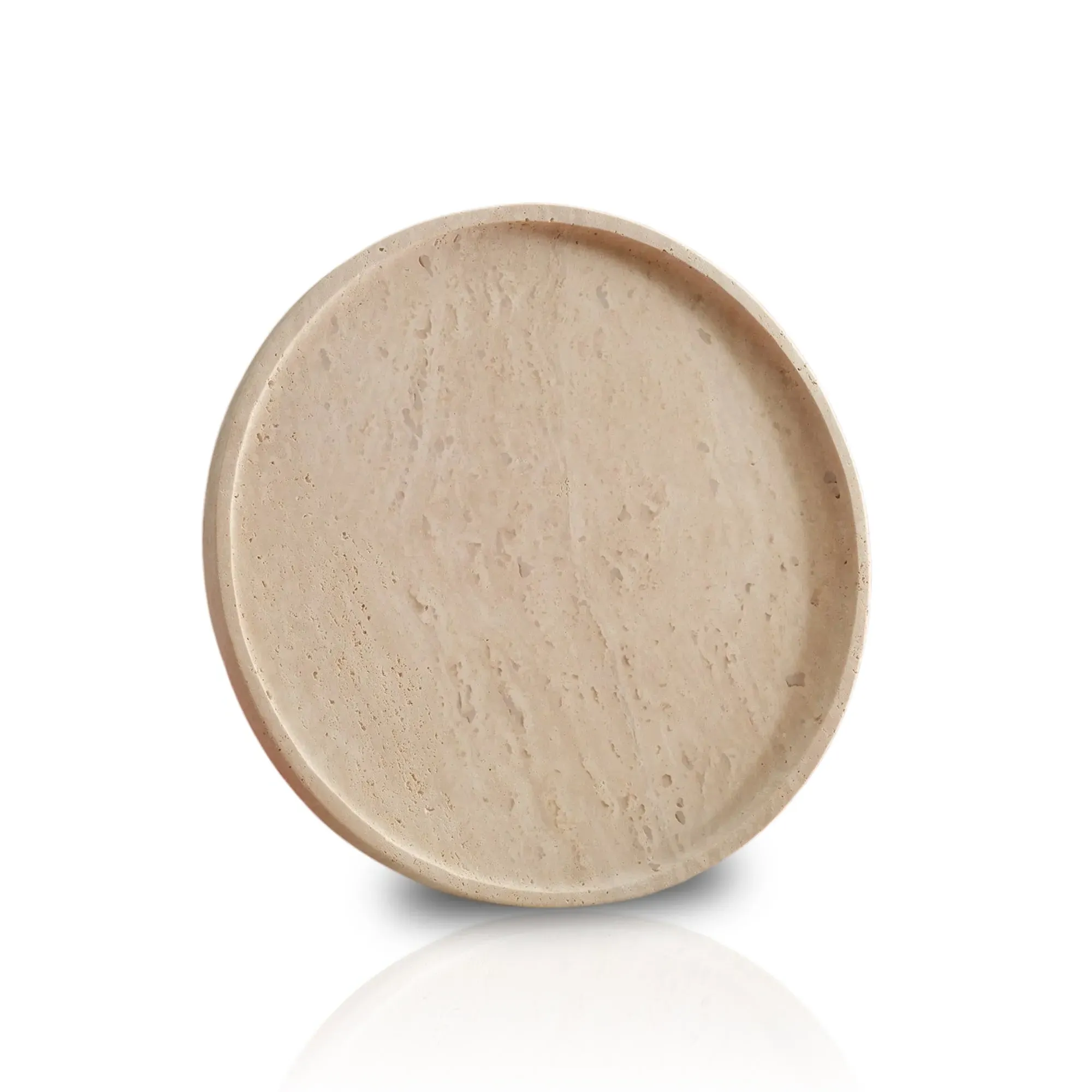Round Serving Tray - White, Travertine image