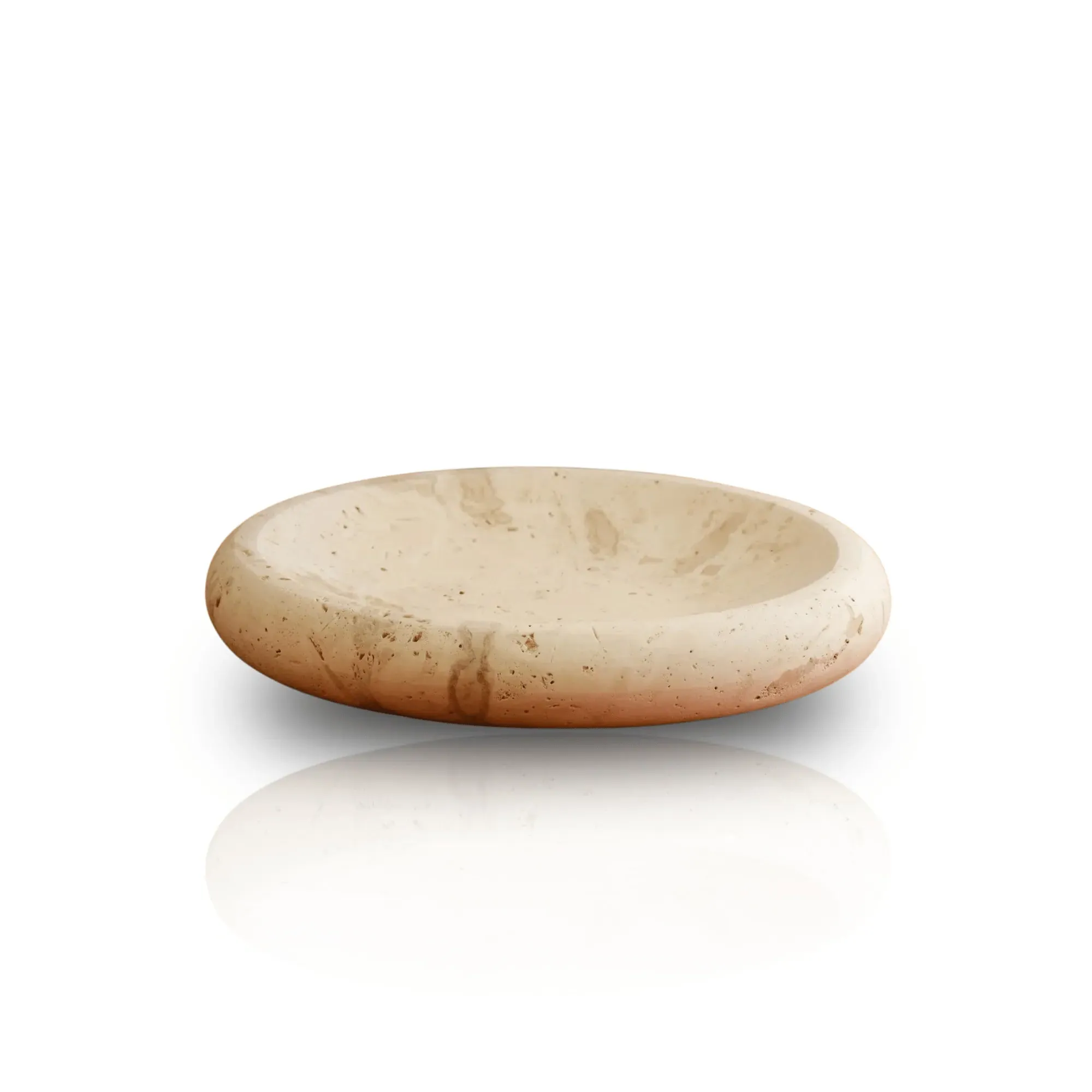Round Travertine Tray - White, Travertine image
