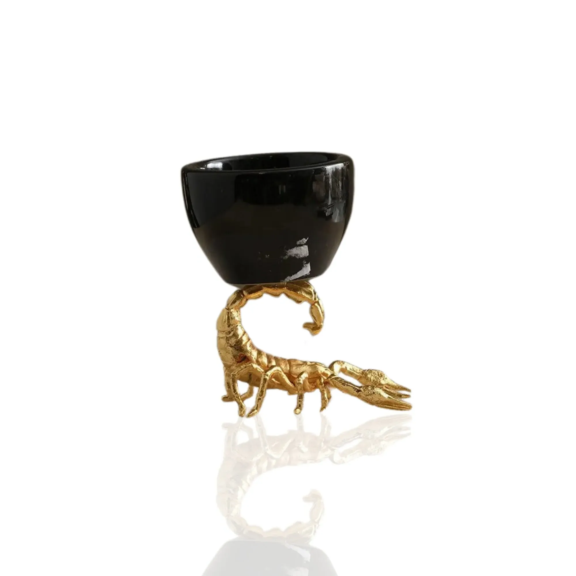 Scorpion Black Marble Mini Bowl - Gold, Marble image